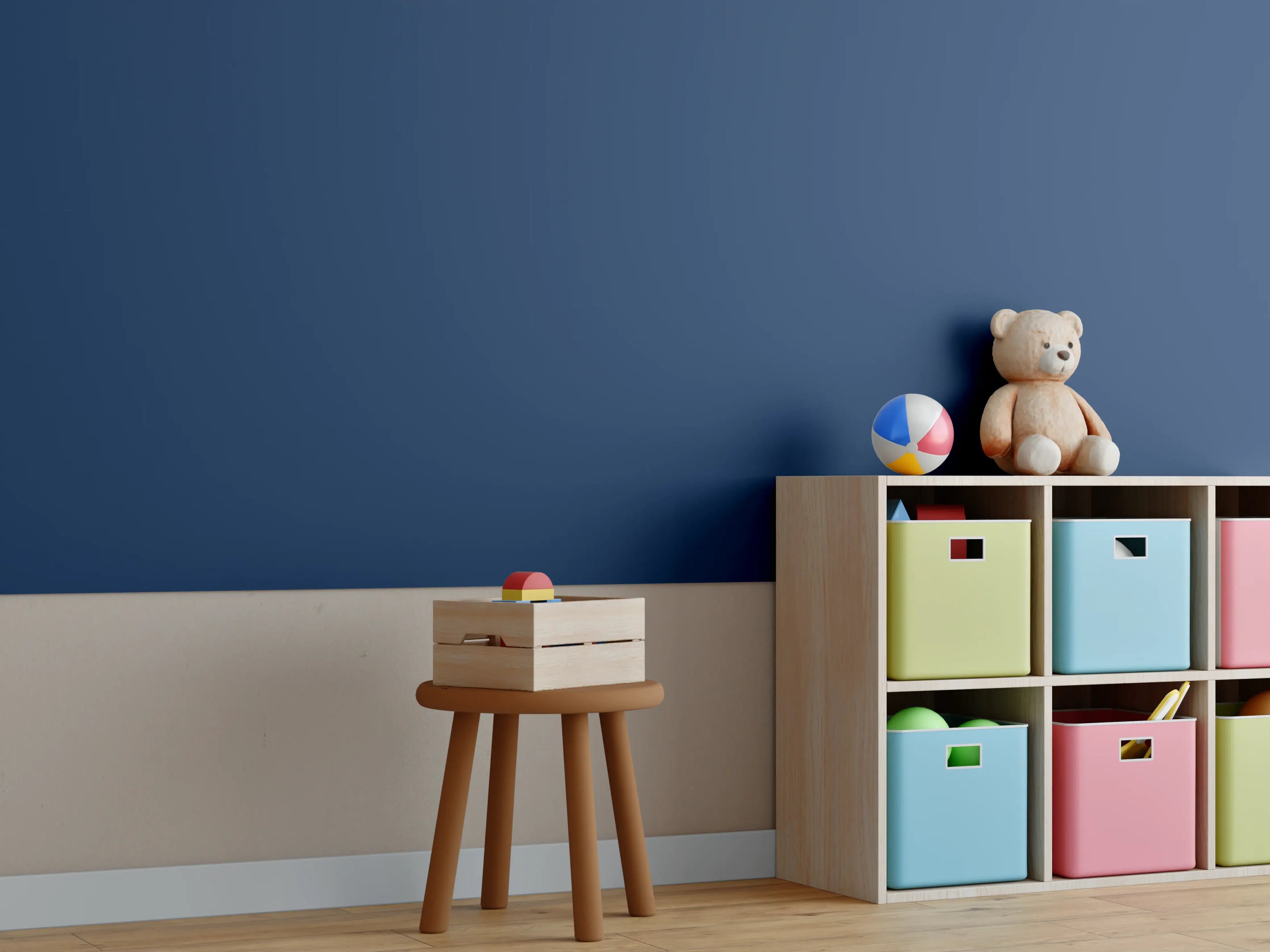 Kinderzimmer Wandgestaltung - RAL 5026 (Perlnachtblau)