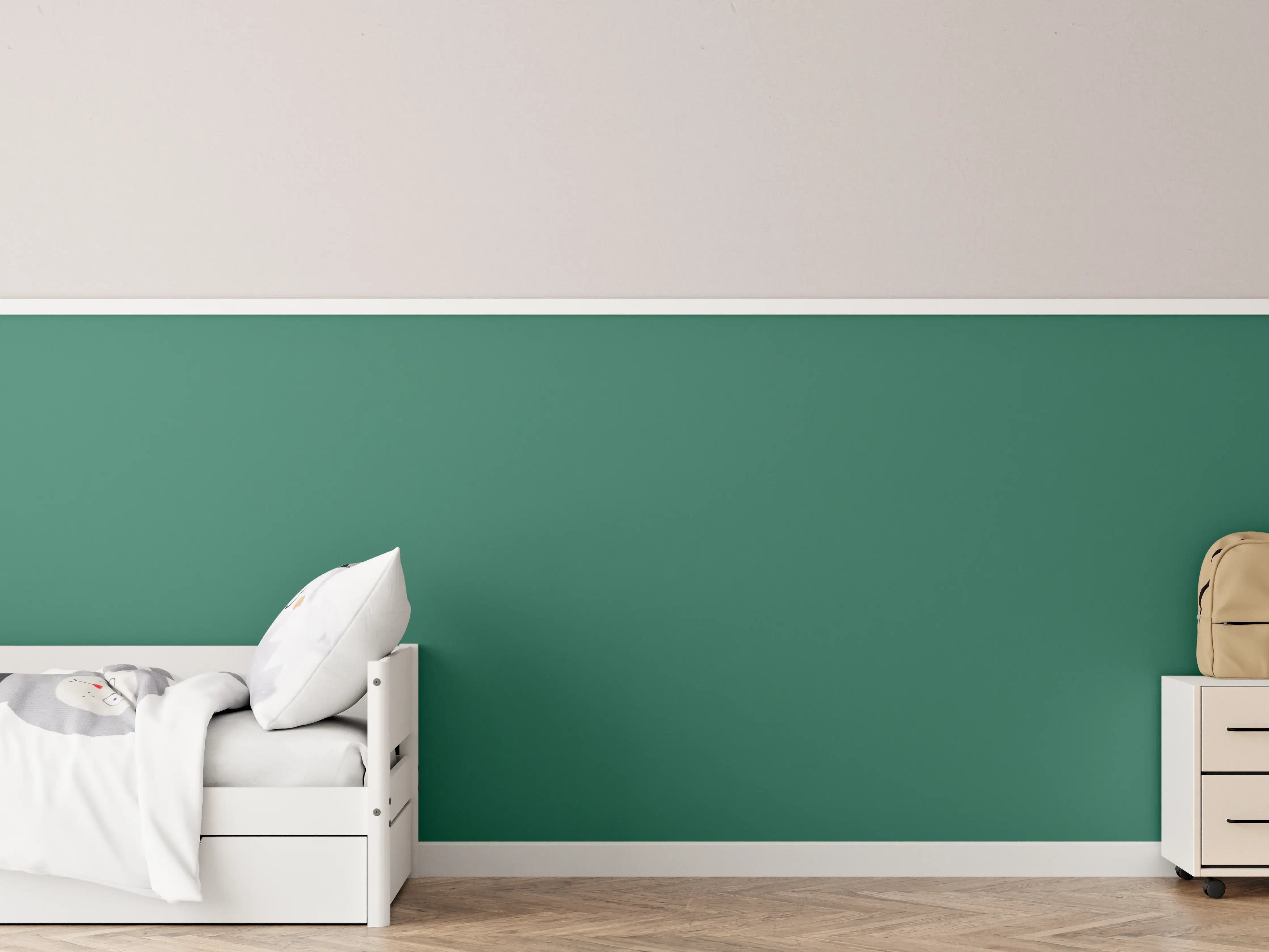 Kinderzimmer Wandgestaltung - RAL 6000 (Patinagrün)