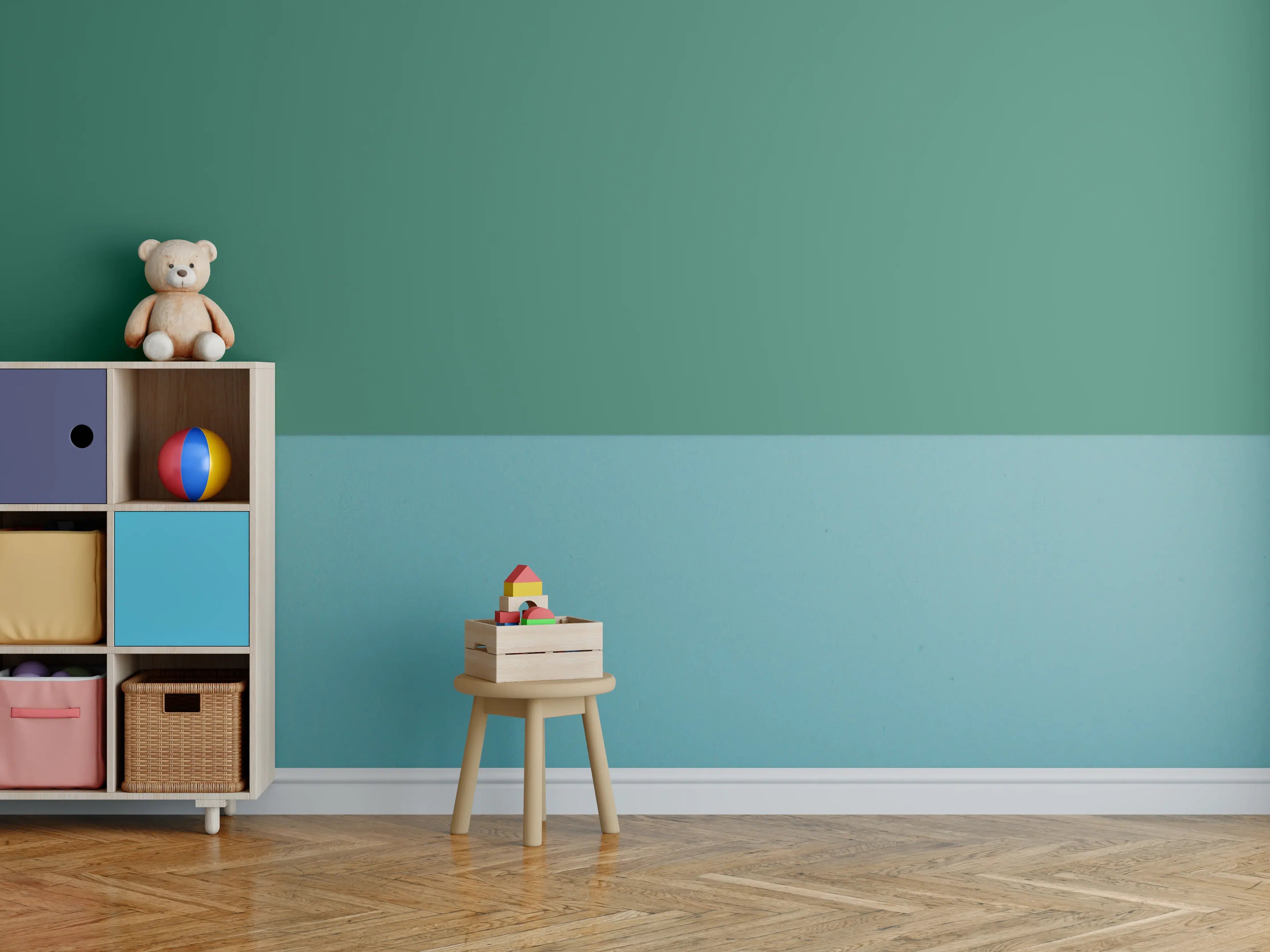 Kinderzimmer Wandgestaltung - RAL 6000 (Patinagrün)