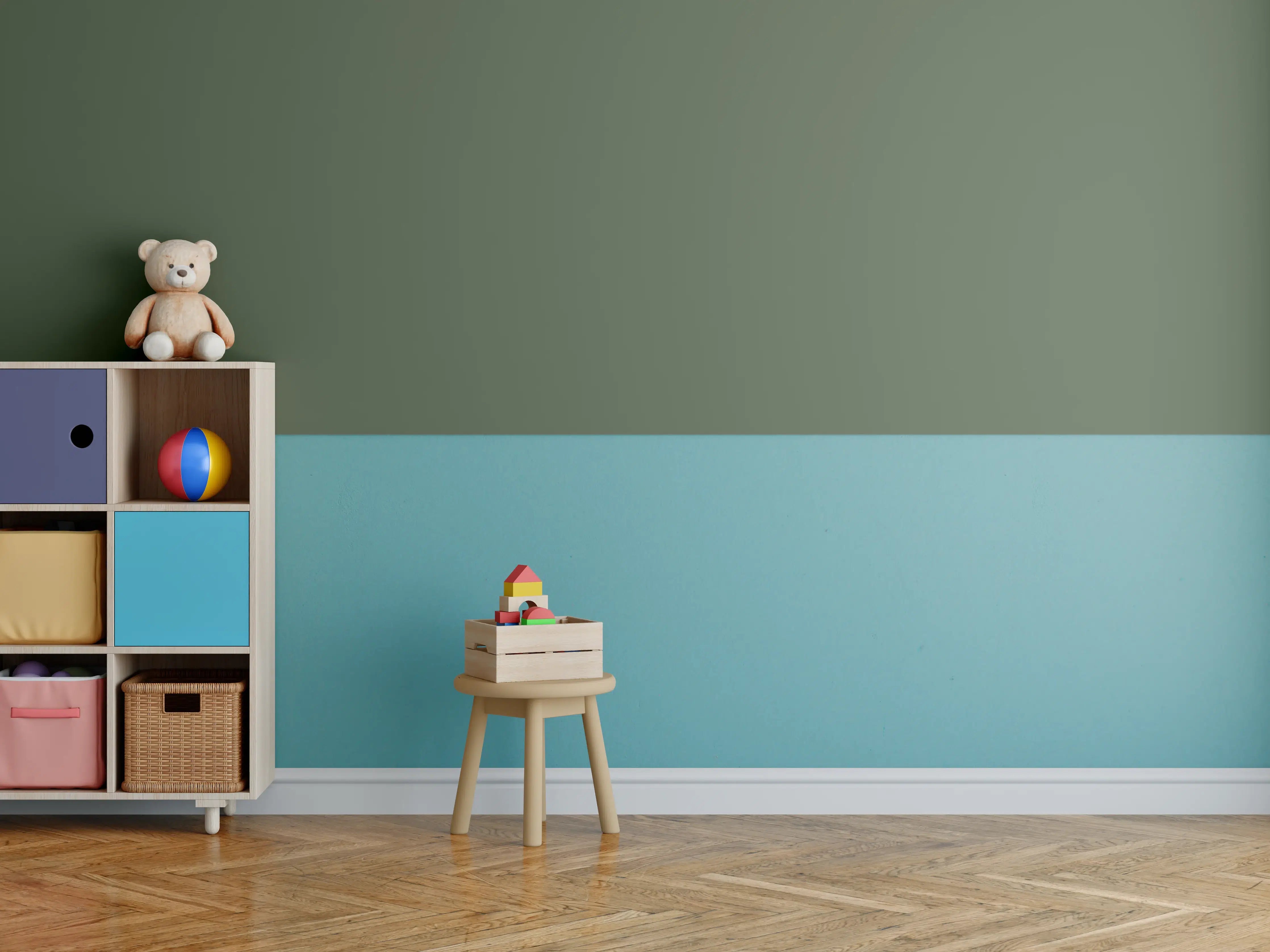 Kinderzimmer Wandgestaltung - RAL 6003 (olivgrün)
