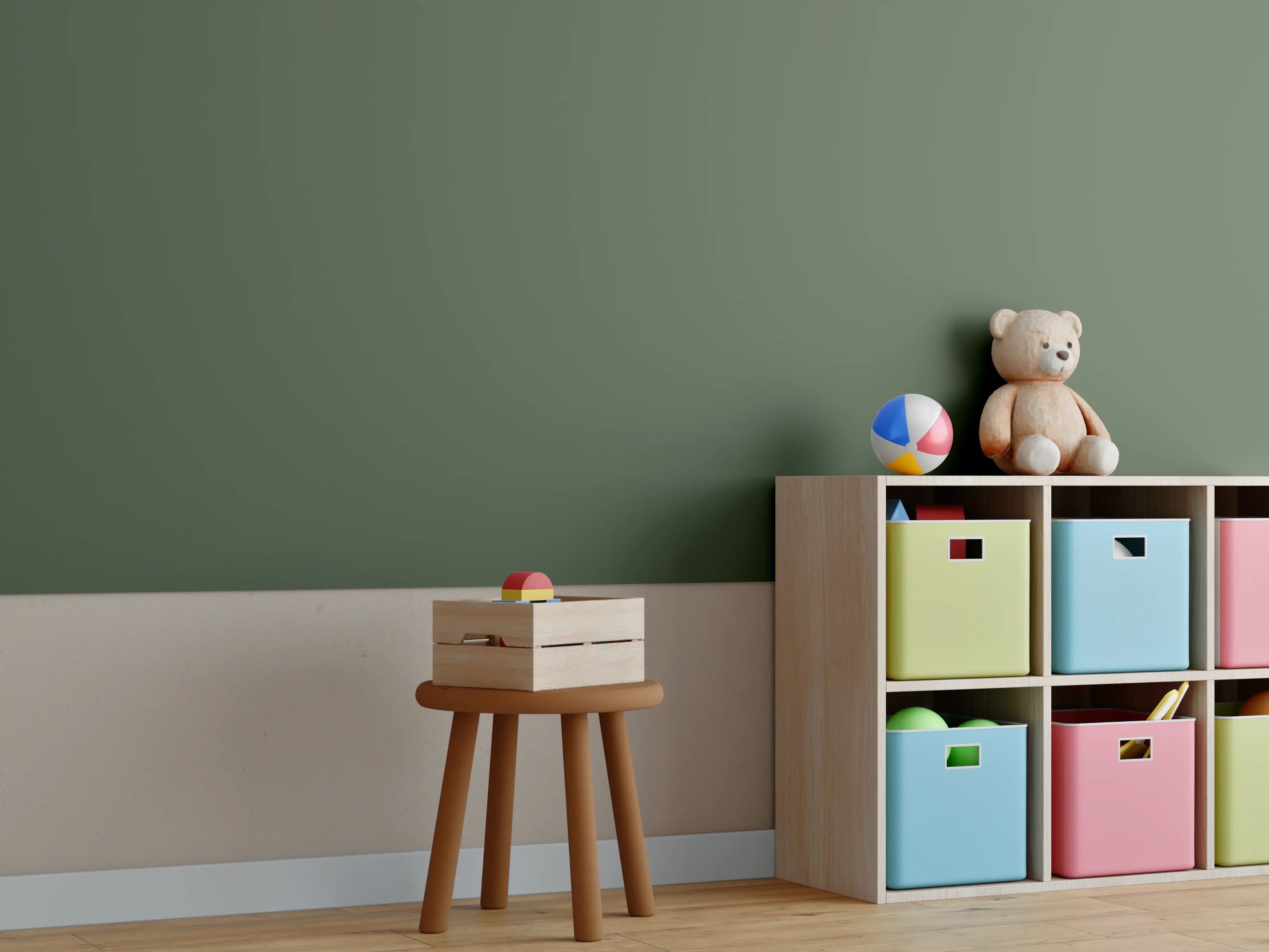Kinderzimmer Wandgestaltung - RAL 6003 (olivgrün)