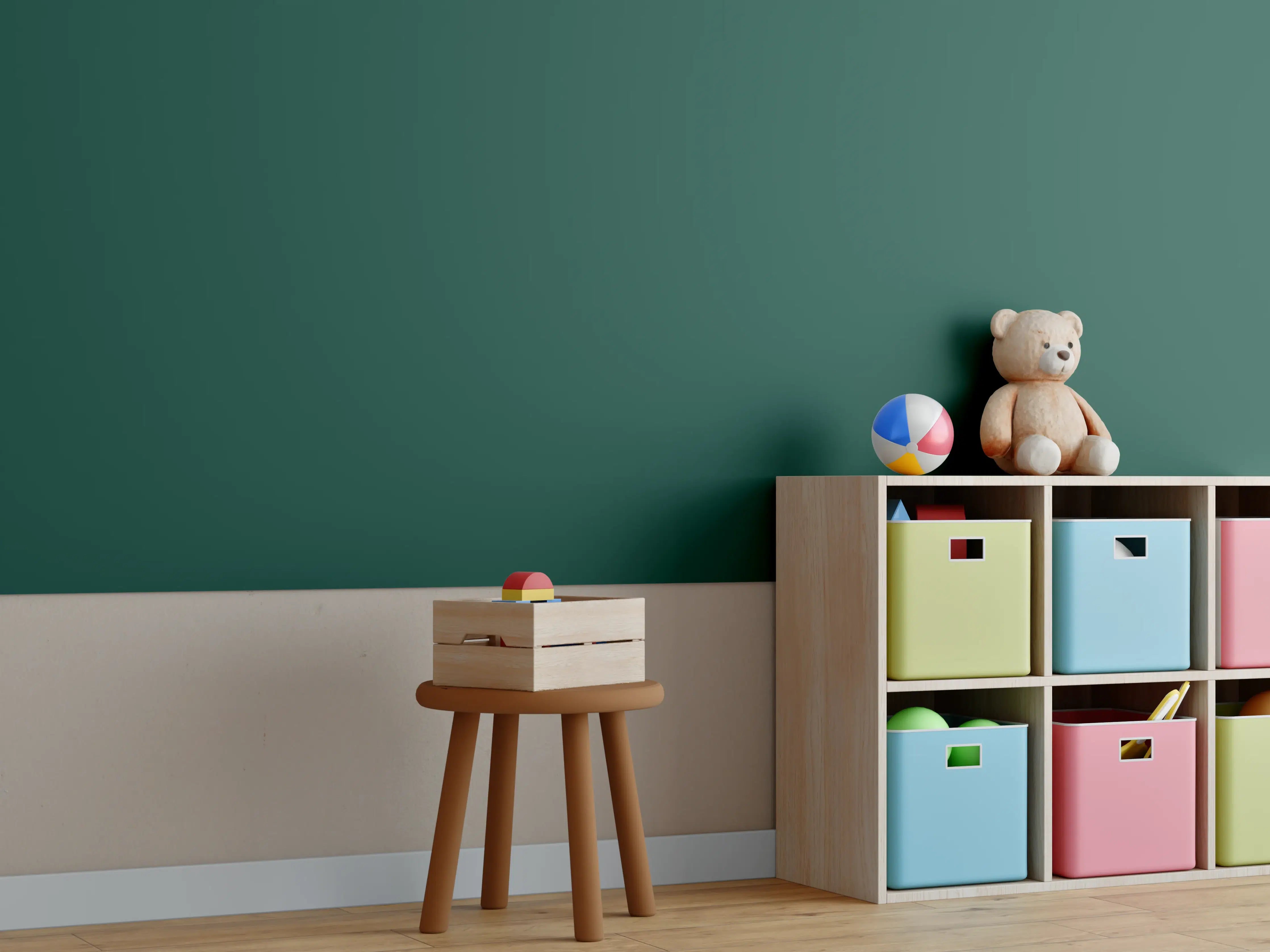 Kinderzimmer Wandgestaltung - RAL 6005 (Moosgrün)