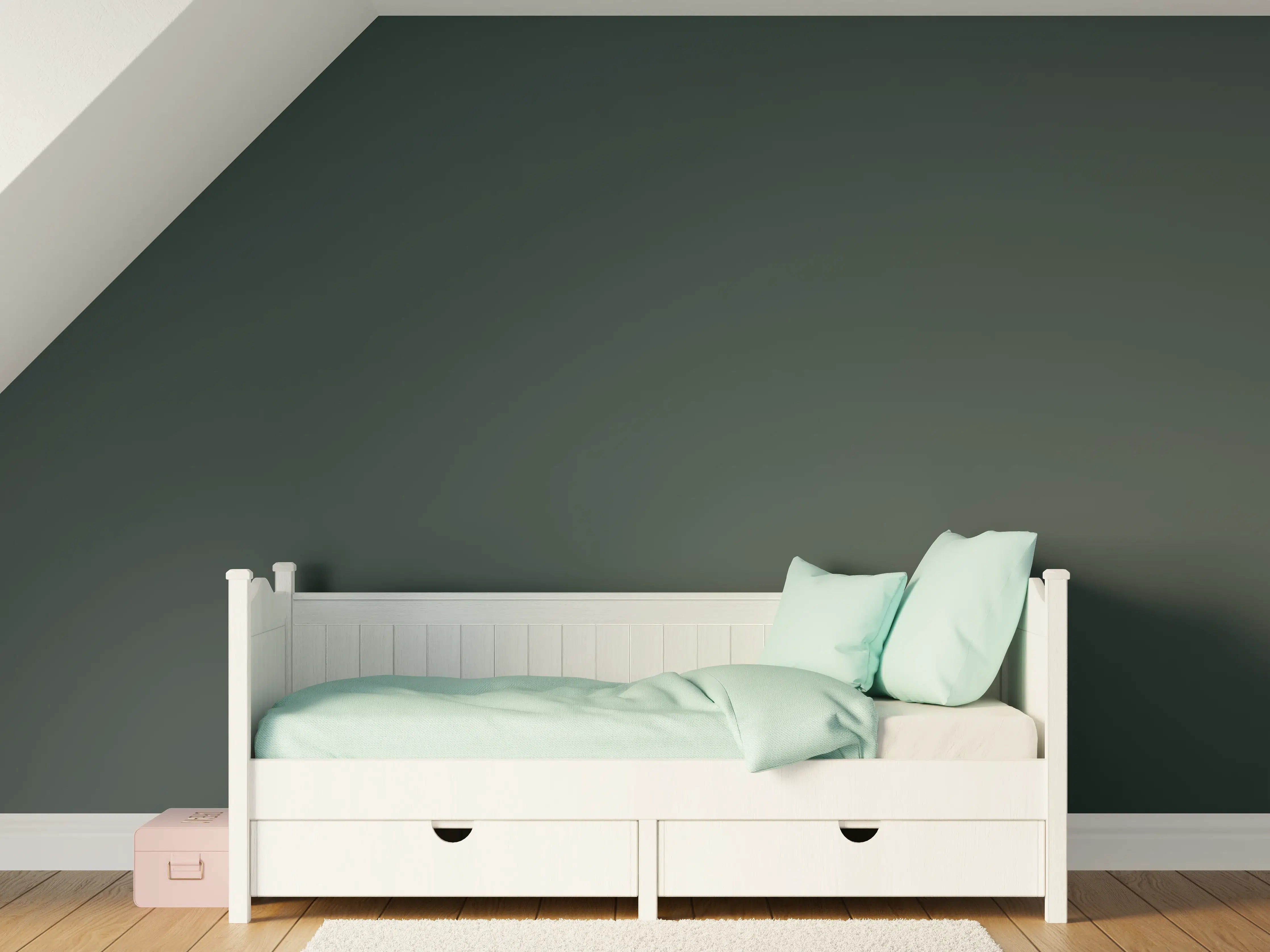 Kinderzimmer Wandgestaltung - RAL 6012 (Schwarzgrün)
