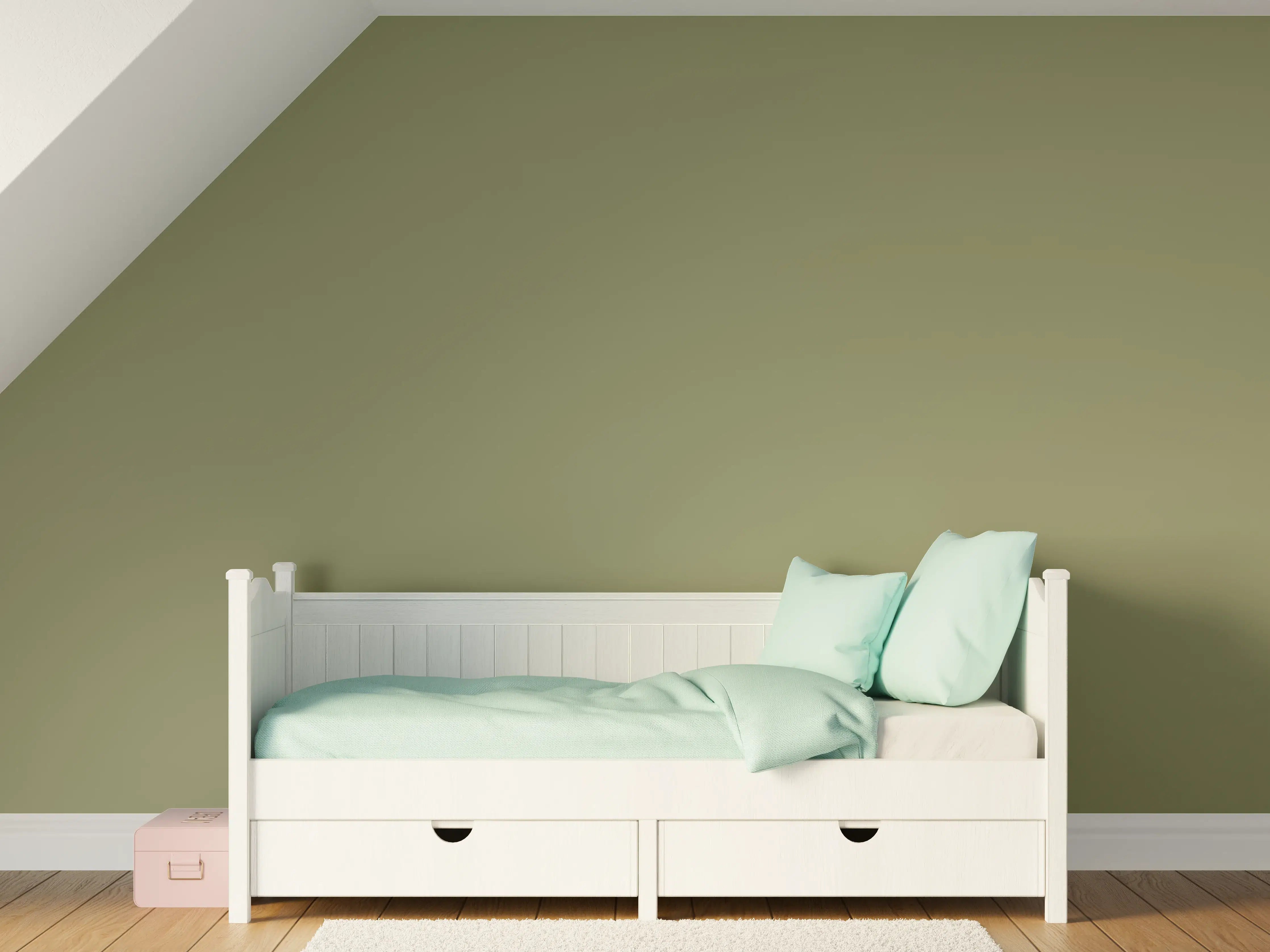 Kinderzimmer Wandgestaltung - RAL 6013 (Schilfgrün)