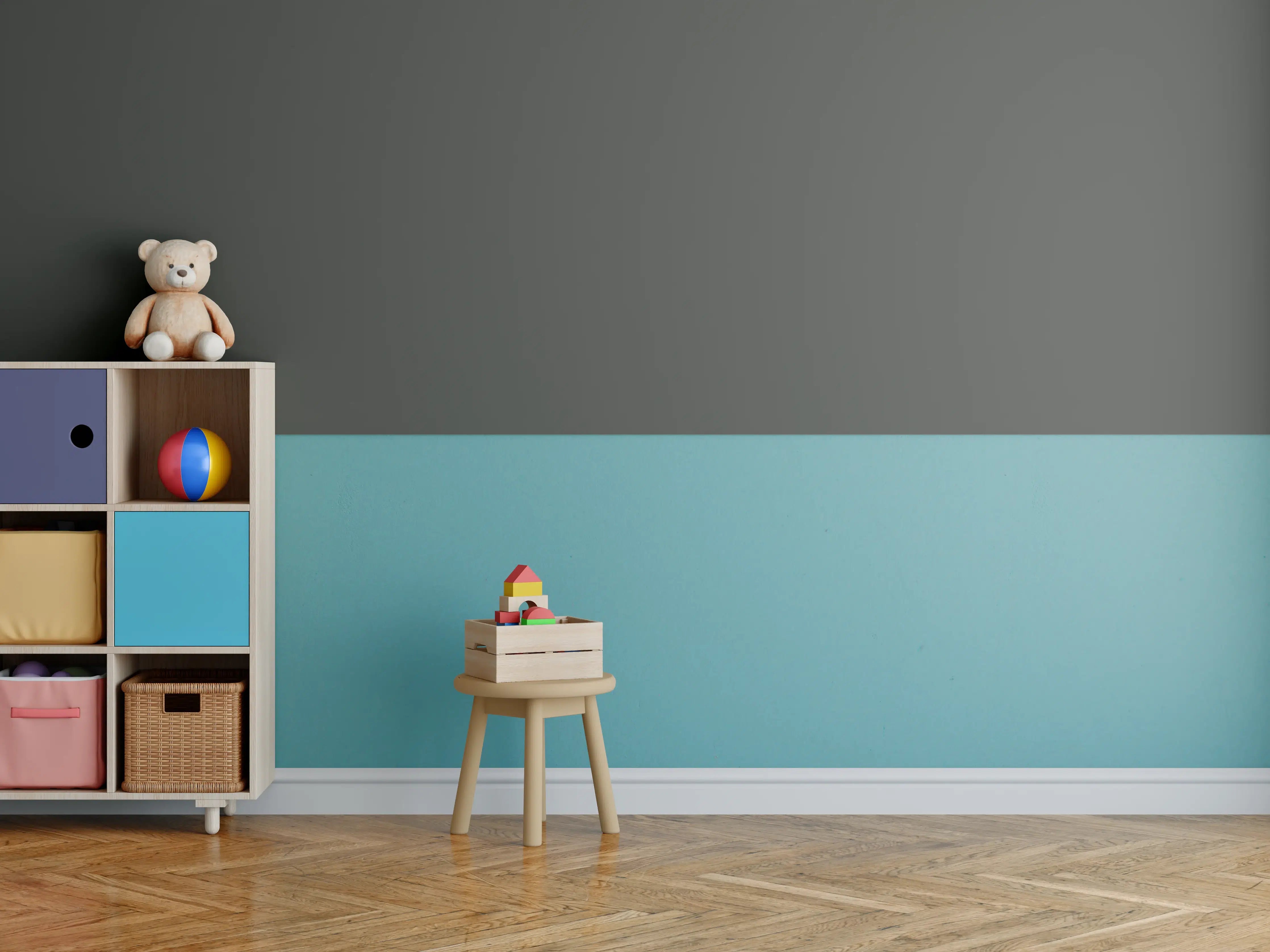 Kinderzimmer Wandgestaltung - RAL 6015 (Schwarzoliv)