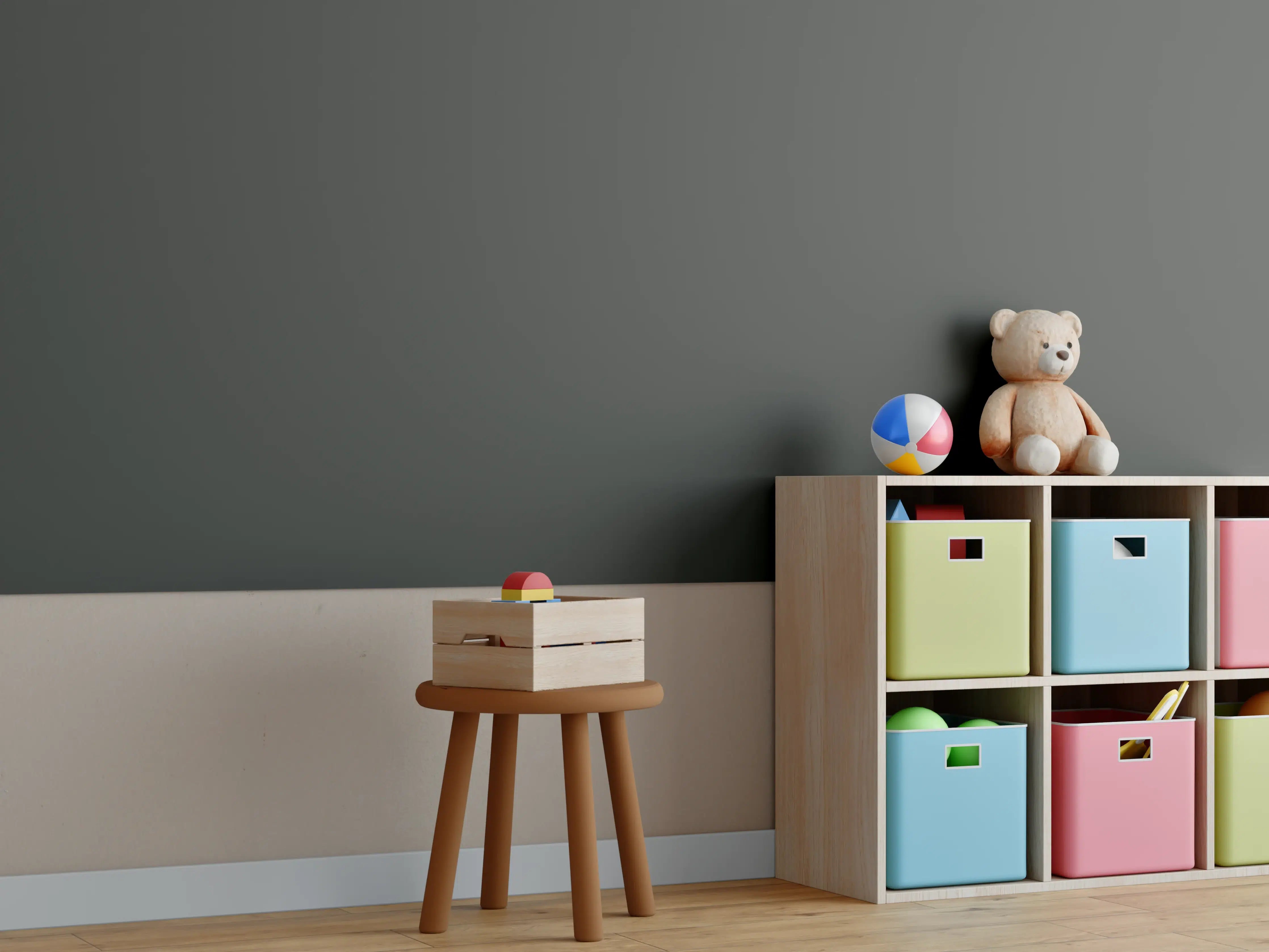 Kinderzimmer Wandgestaltung - RAL 6015 (Schwarzoliv)
