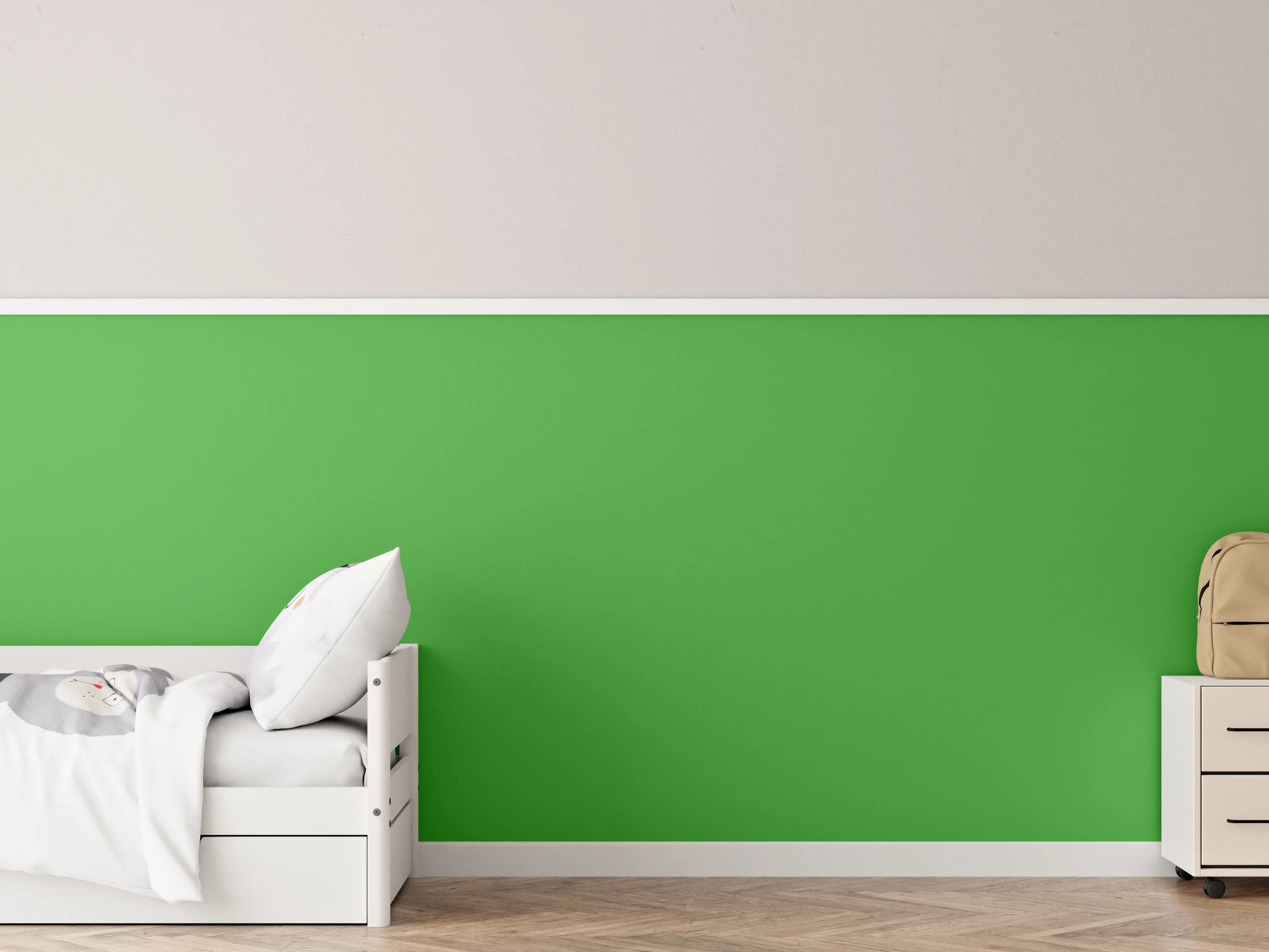 Kinderzimmer Wandgestaltung - RAL 6018 (Gelbgrün)