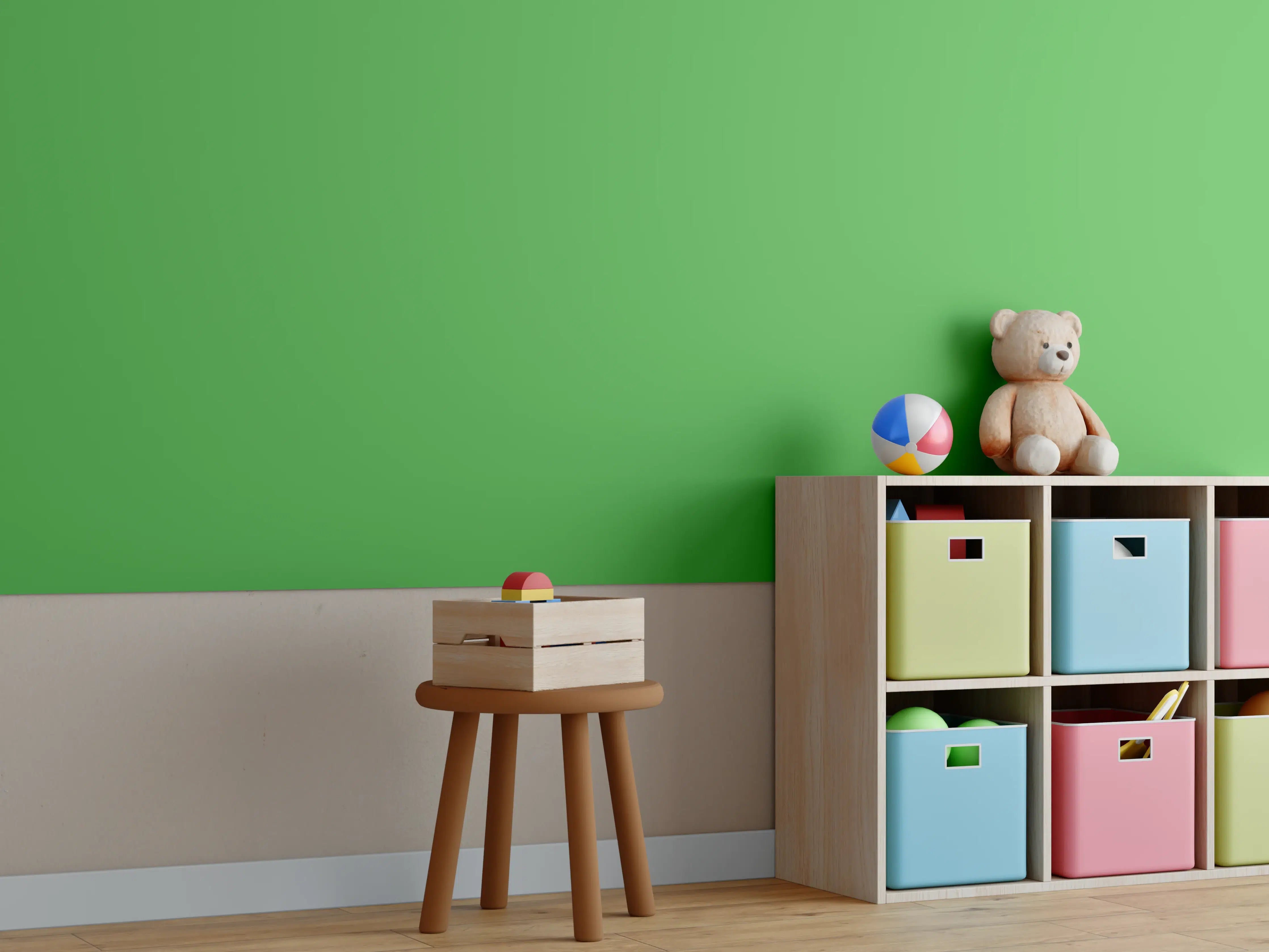 Kinderzimmer Wandgestaltung - RAL 6018 (Gelbgrün)