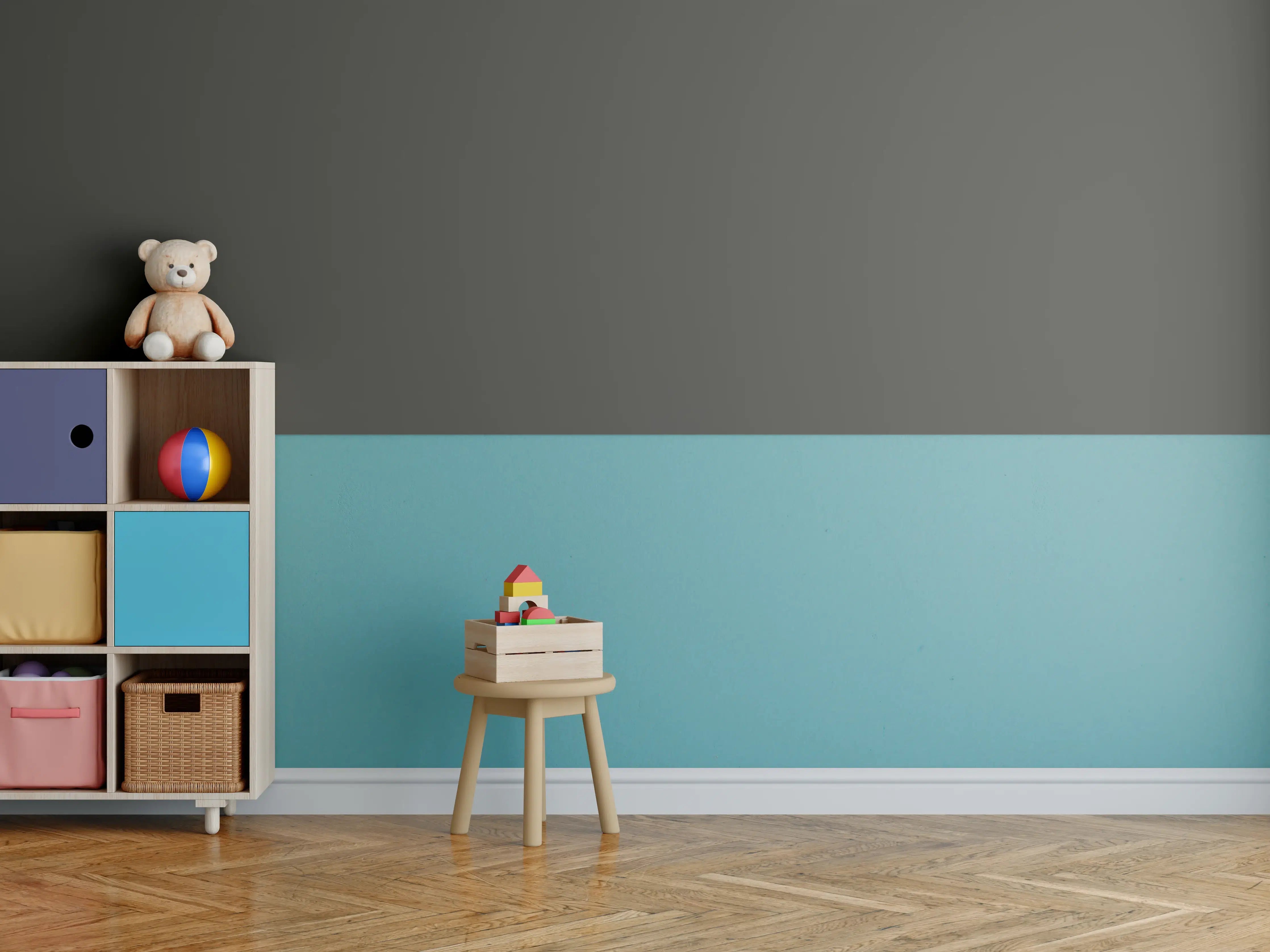 Kinderzimmer Wandgestaltung - RAL 6022 (Braunoliv)