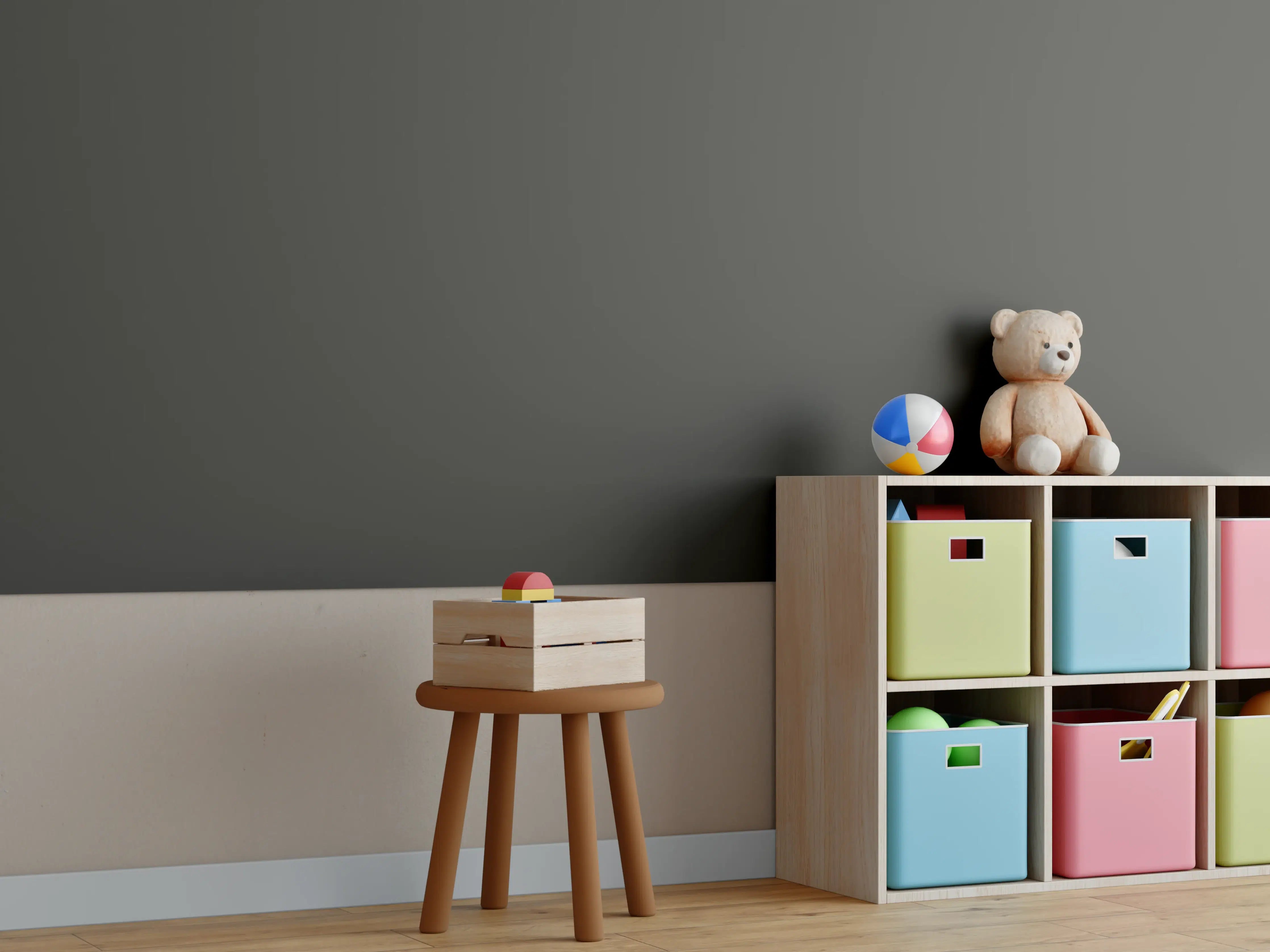 Kinderzimmer Wandgestaltung - RAL 6022 (Braunoliv)