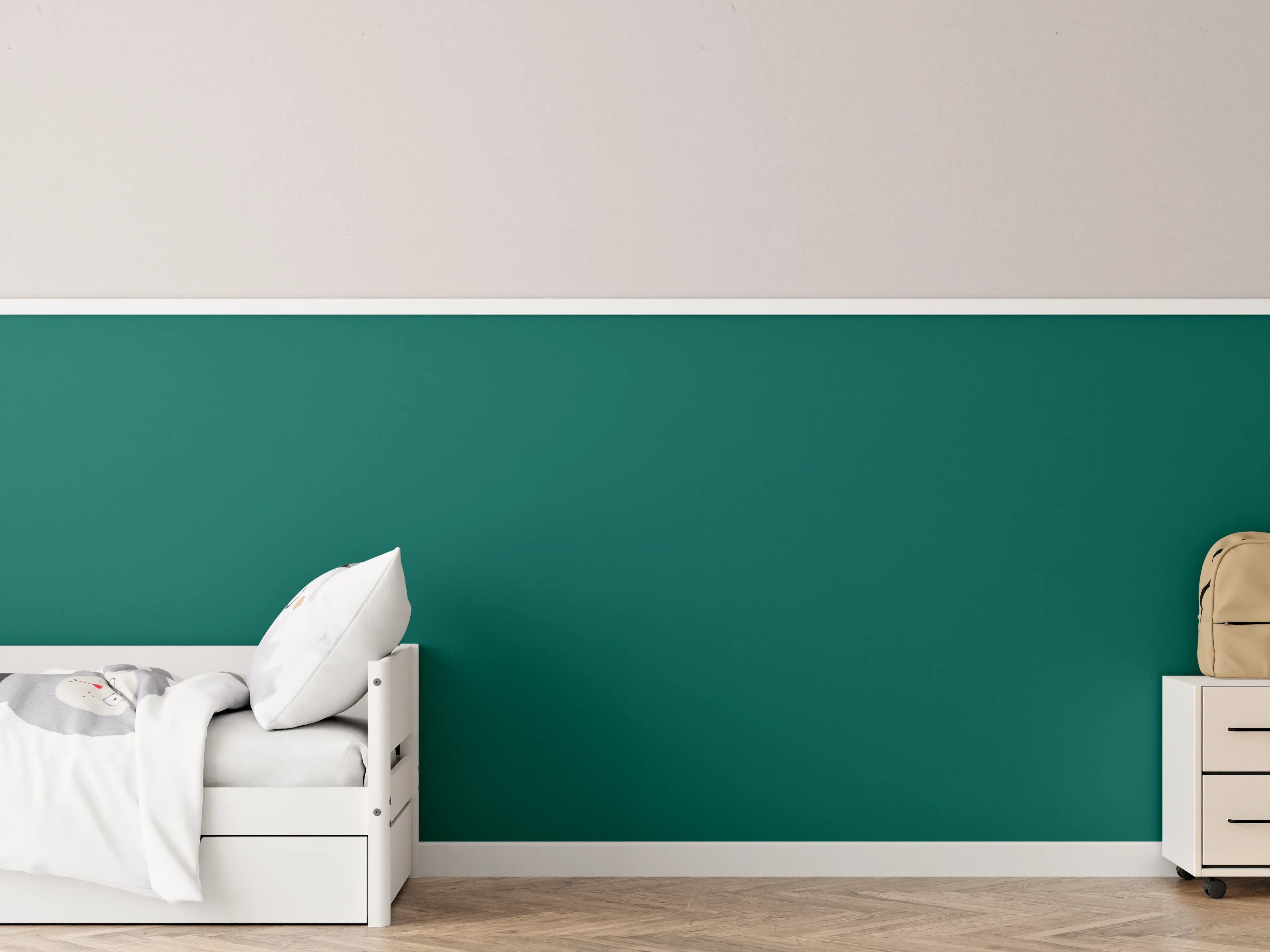 Kinderzimmer Wandgestaltung - RAL 6026 (Opalgrün)