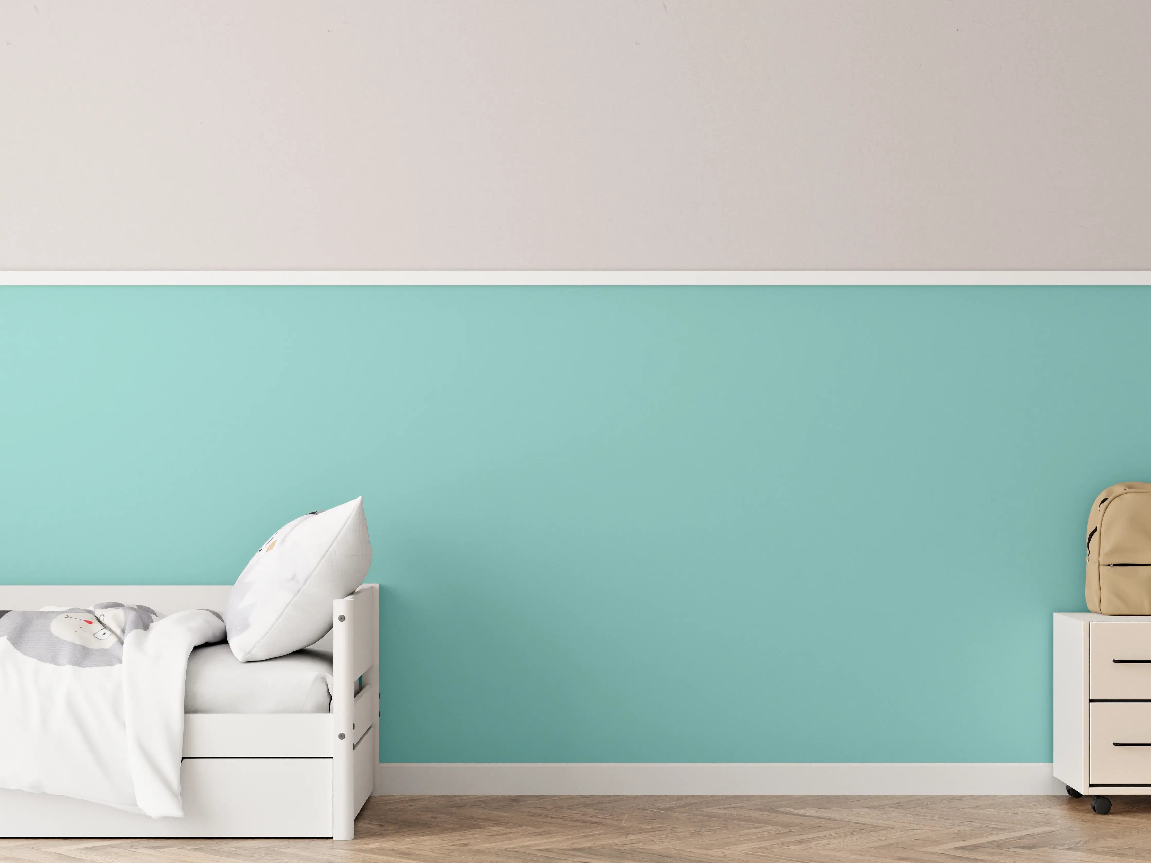 Kinderzimmer Wandgestaltung - RAL 6027 (Hellgrün)