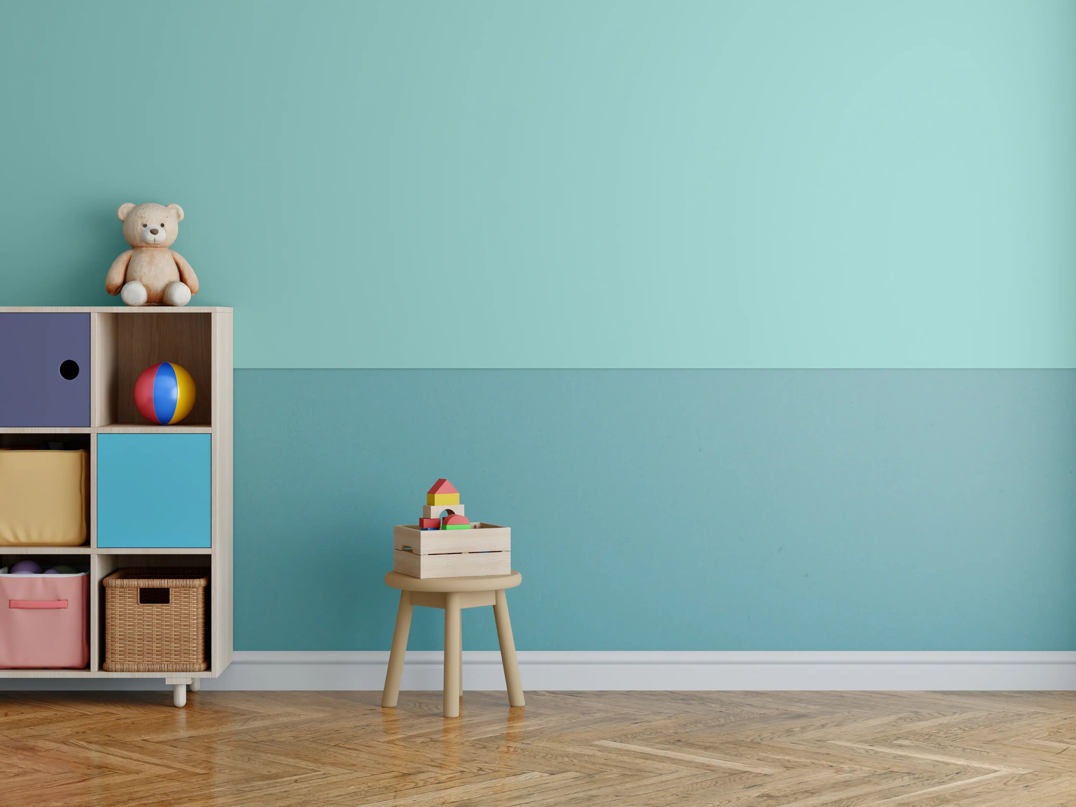 Kinderzimmer Wandgestaltung - RAL 6027 (Hellgrün)