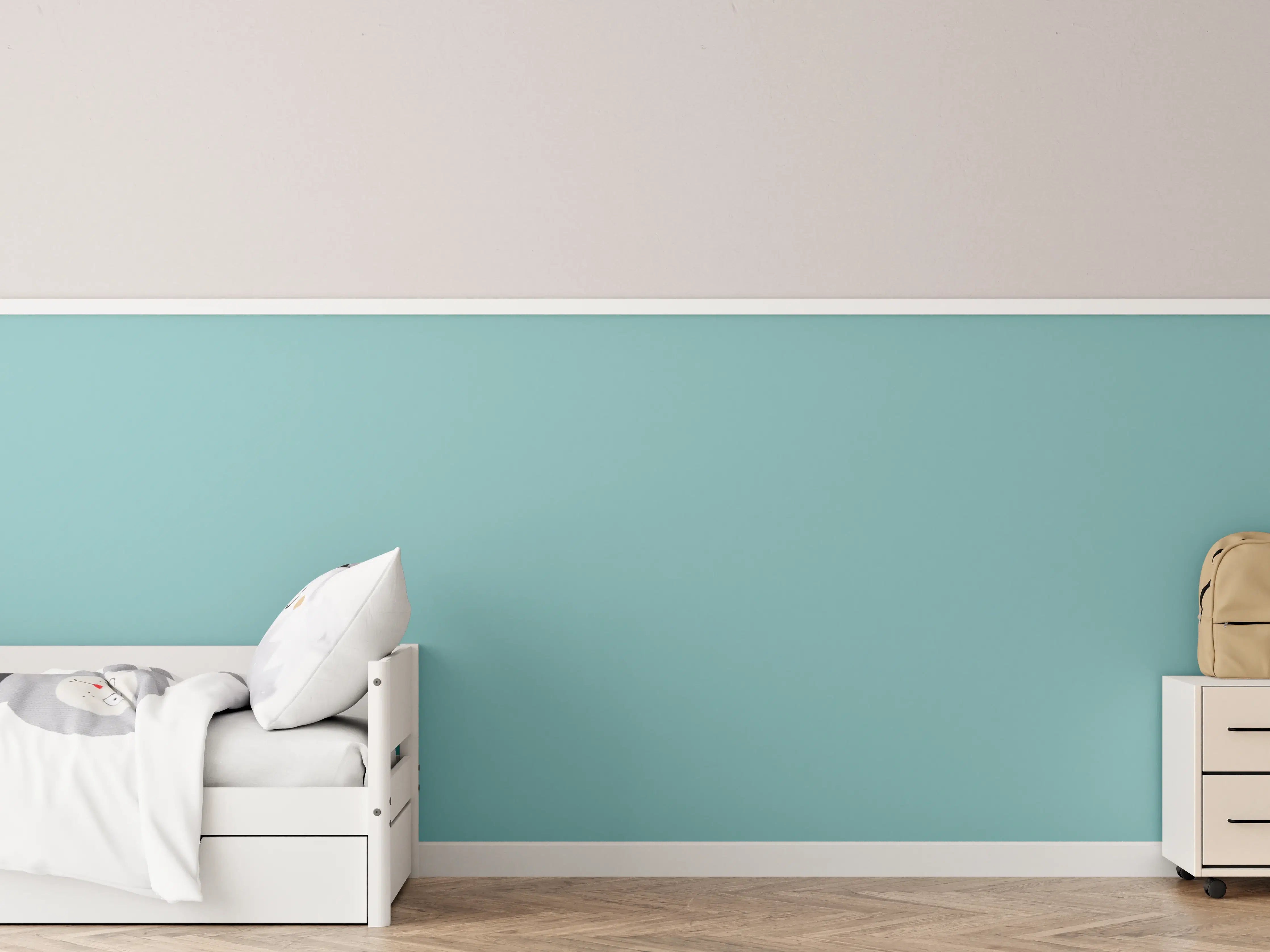 Kinderzimmer Wandgestaltung - RAL 6034 (Pastell-Türkis)