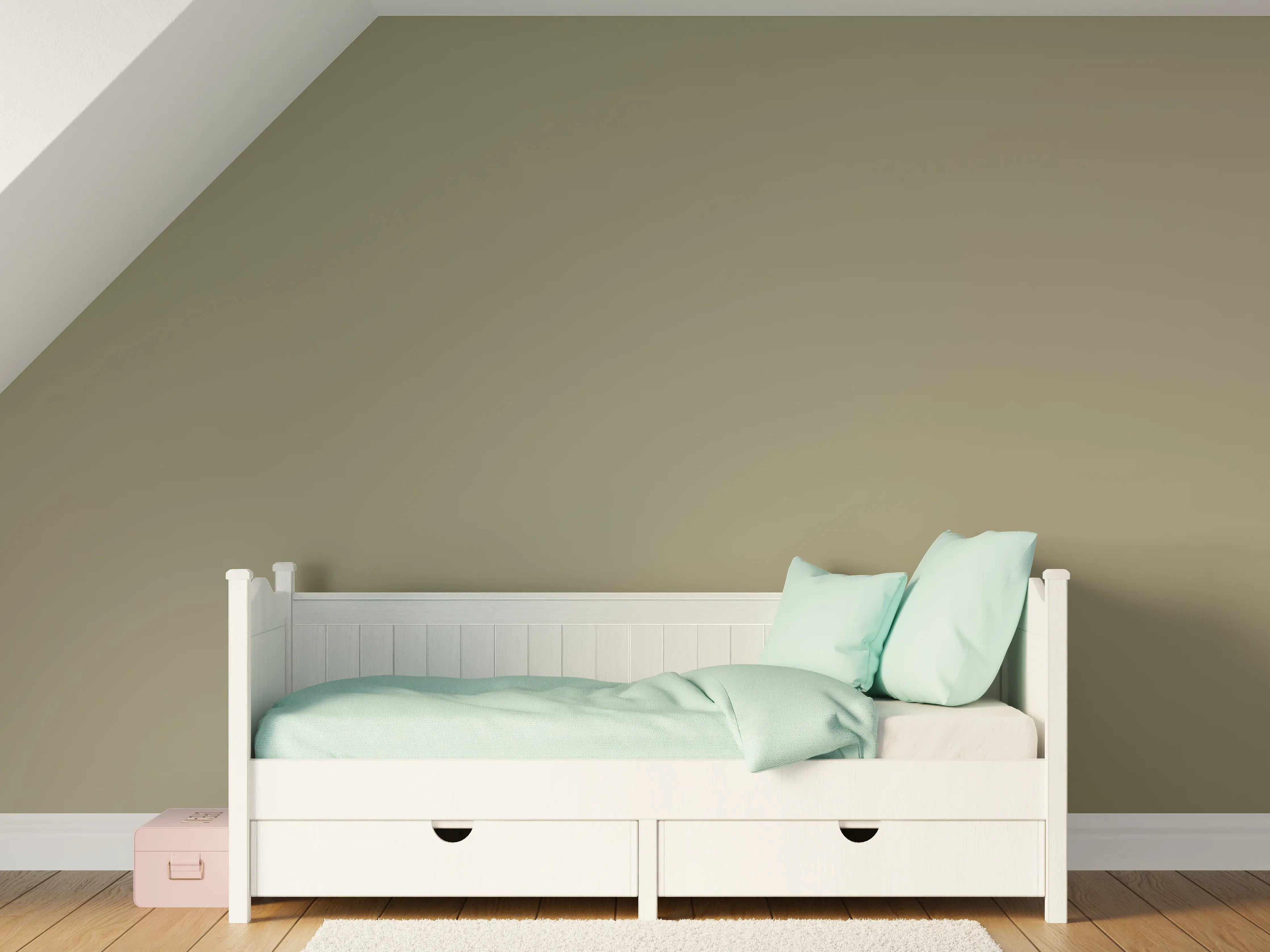 Kinderzimmer Wandgestaltung - RAL 7002 (Olivgrau)