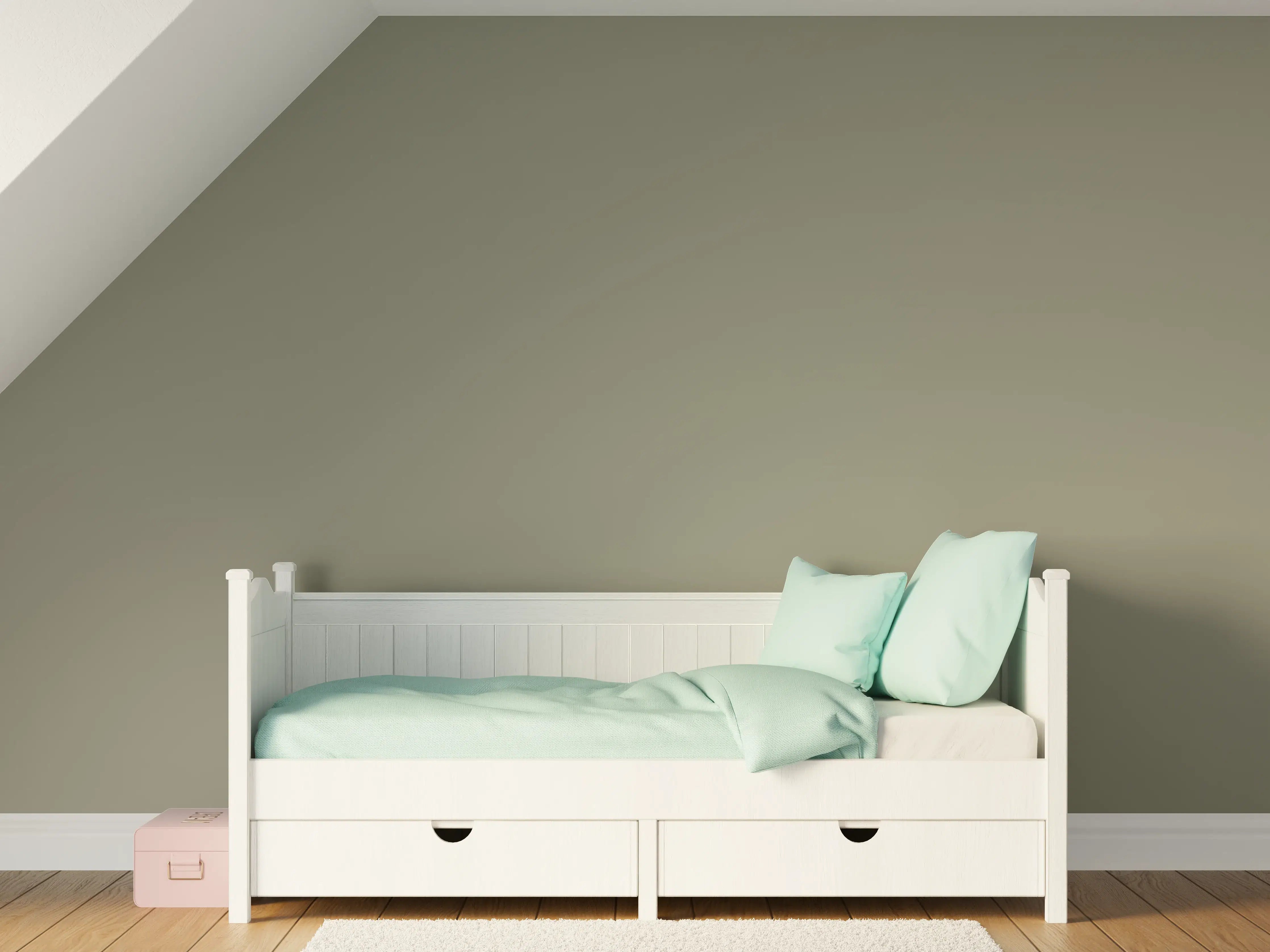 Kinderzimmer Wandgestaltung - RAL 7003 (Moosgrau)