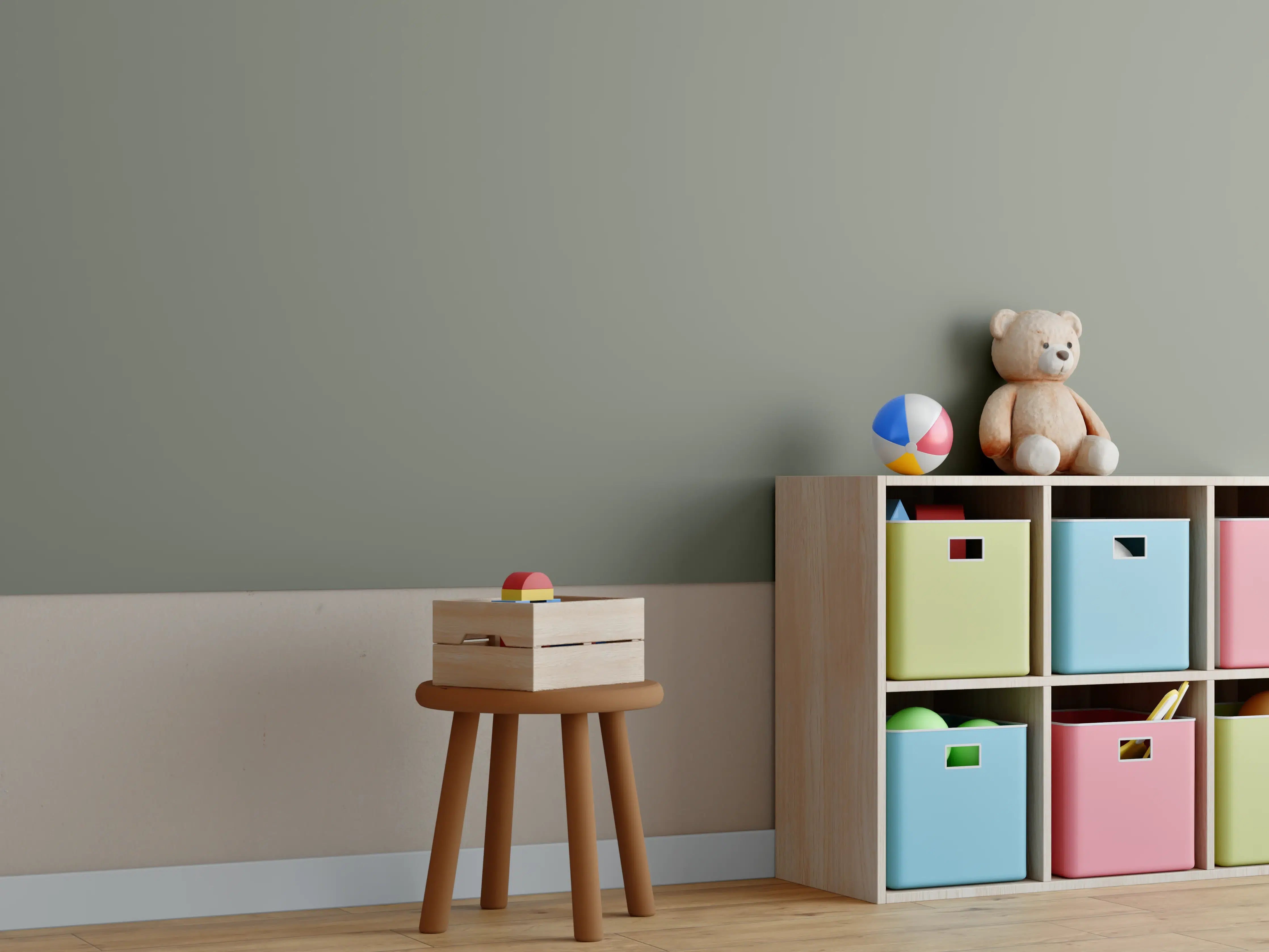 Kinderzimmer Wandgestaltung - RAL 7003 (Moosgrau)