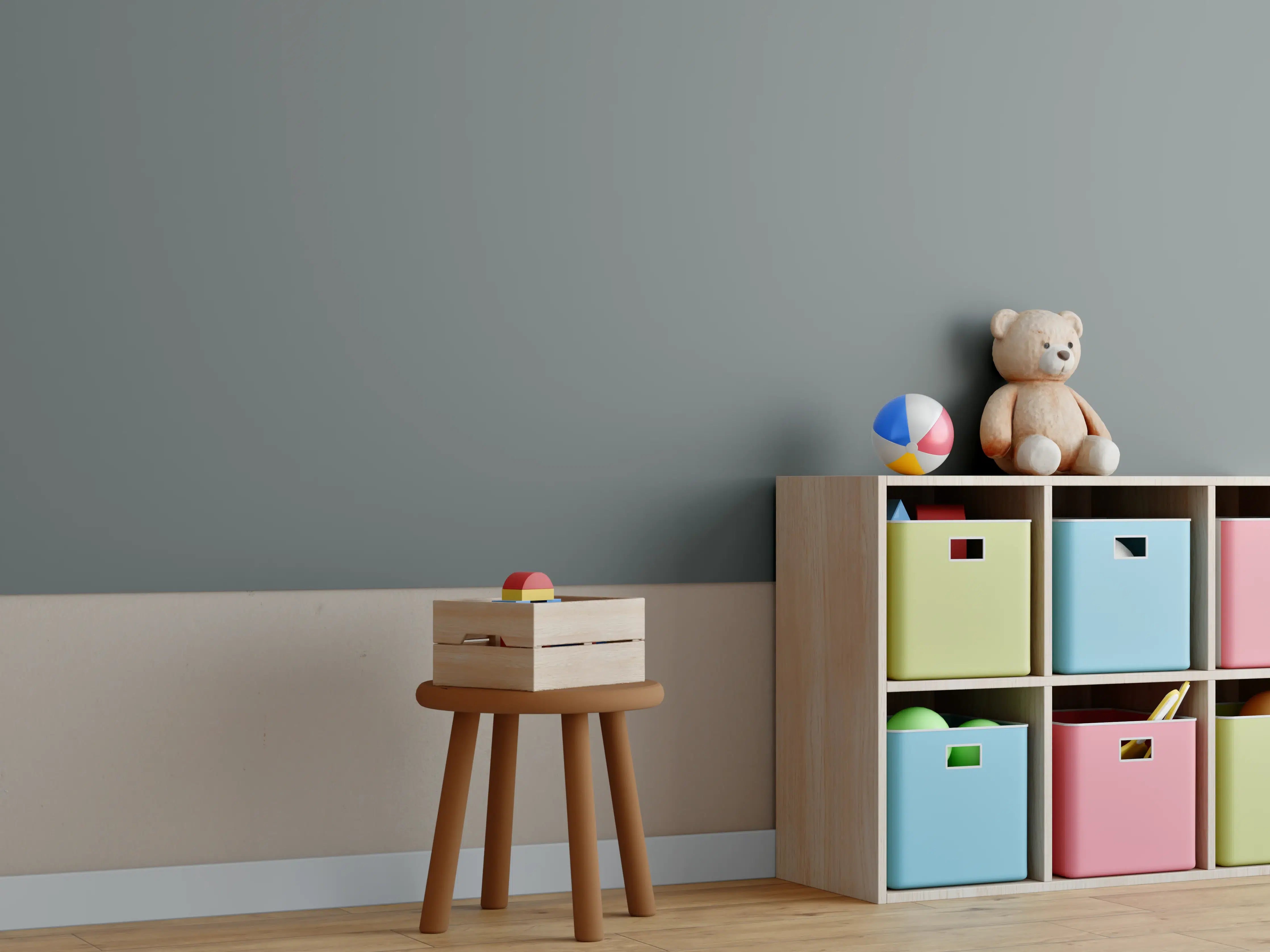 Kinderzimmer Wandgestaltung - RAL 7005 (Mausgrau)