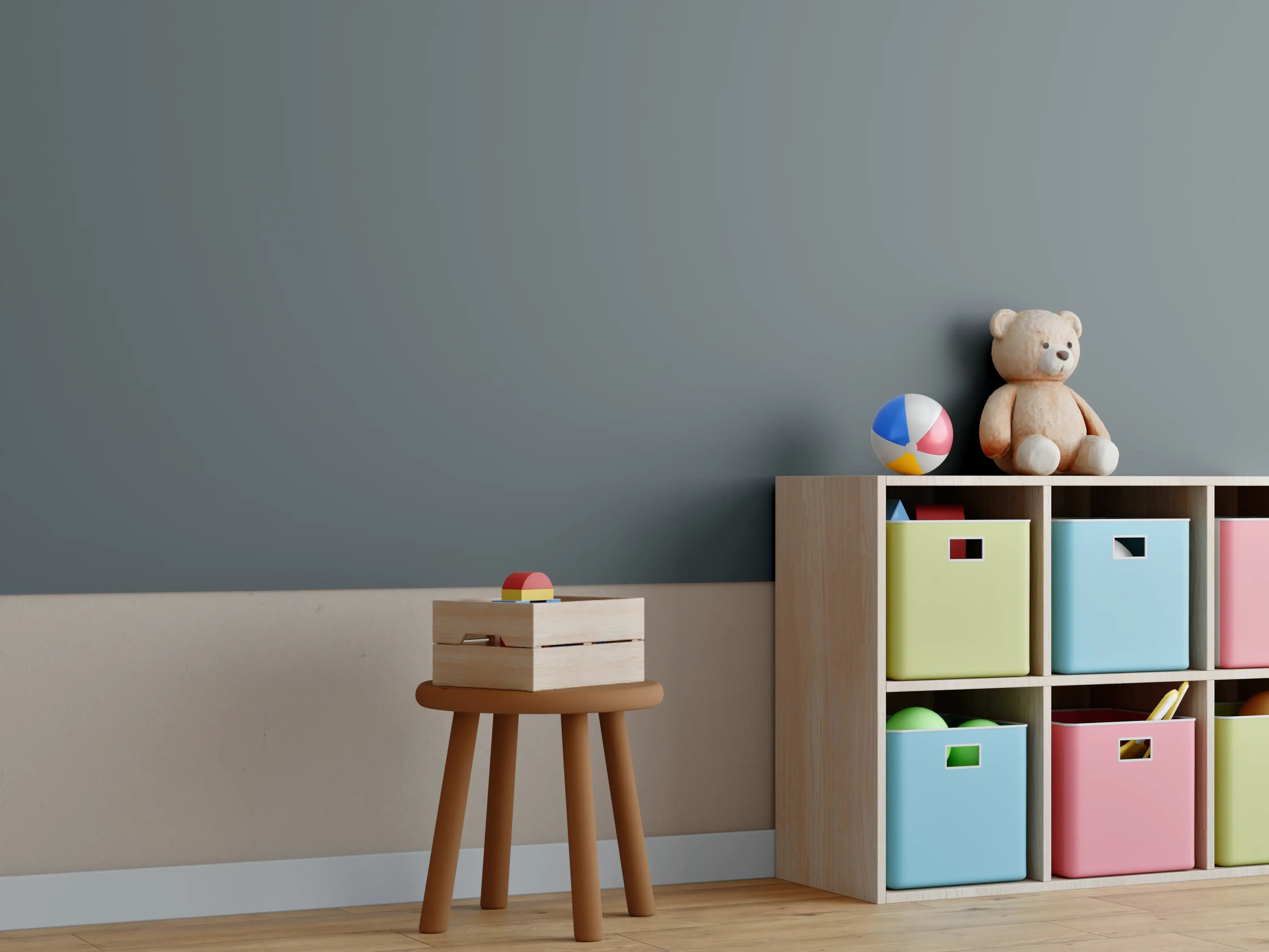 Kinderzimmer Wandgestaltung - RAL 7012 (Basaltgrau)