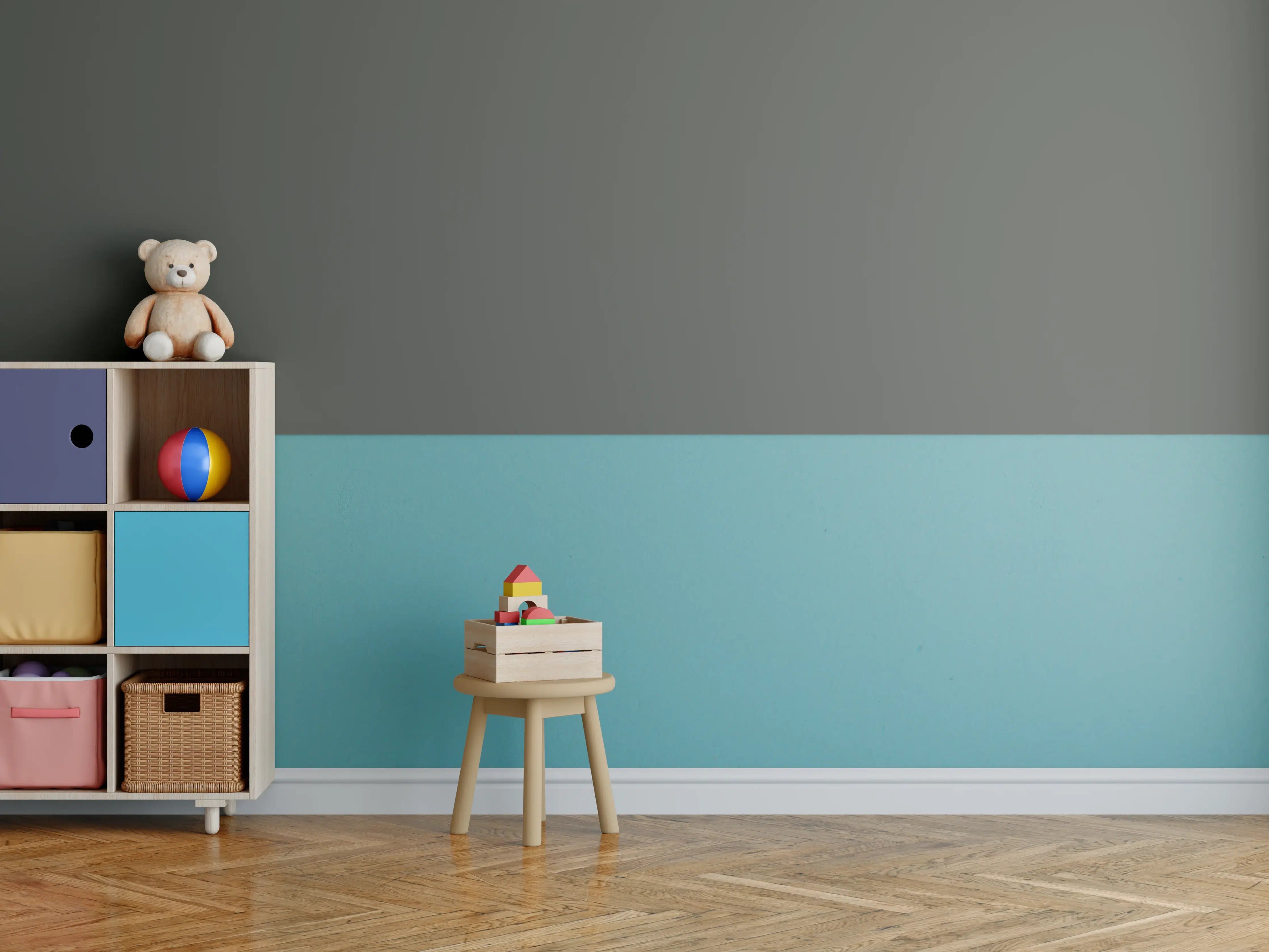 Kinderzimmer Wandgestaltung - RAL 7022 (Umbragrau)