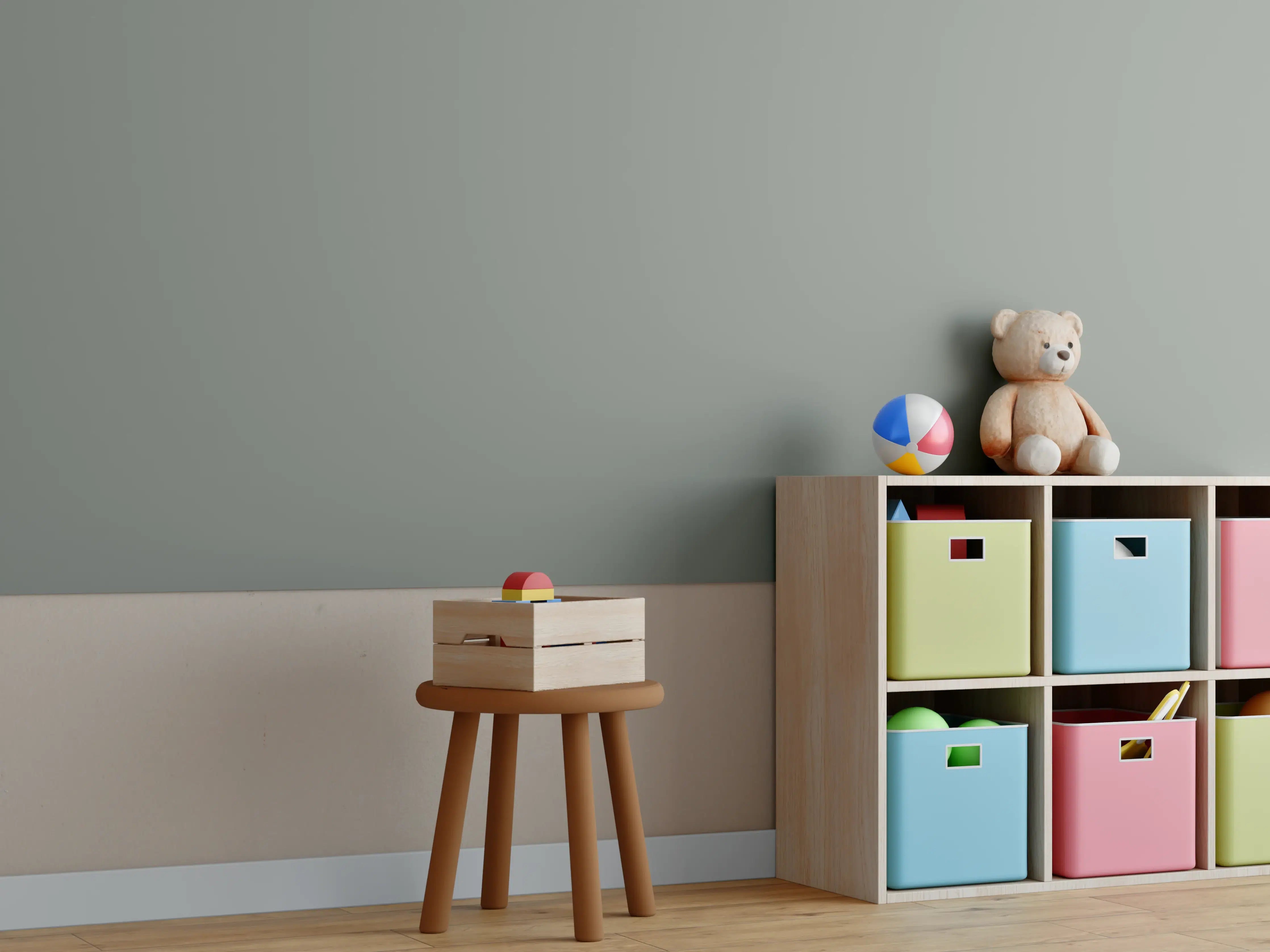 Kinderzimmer Wandgestaltung - RAL 7023 (Betongrau)