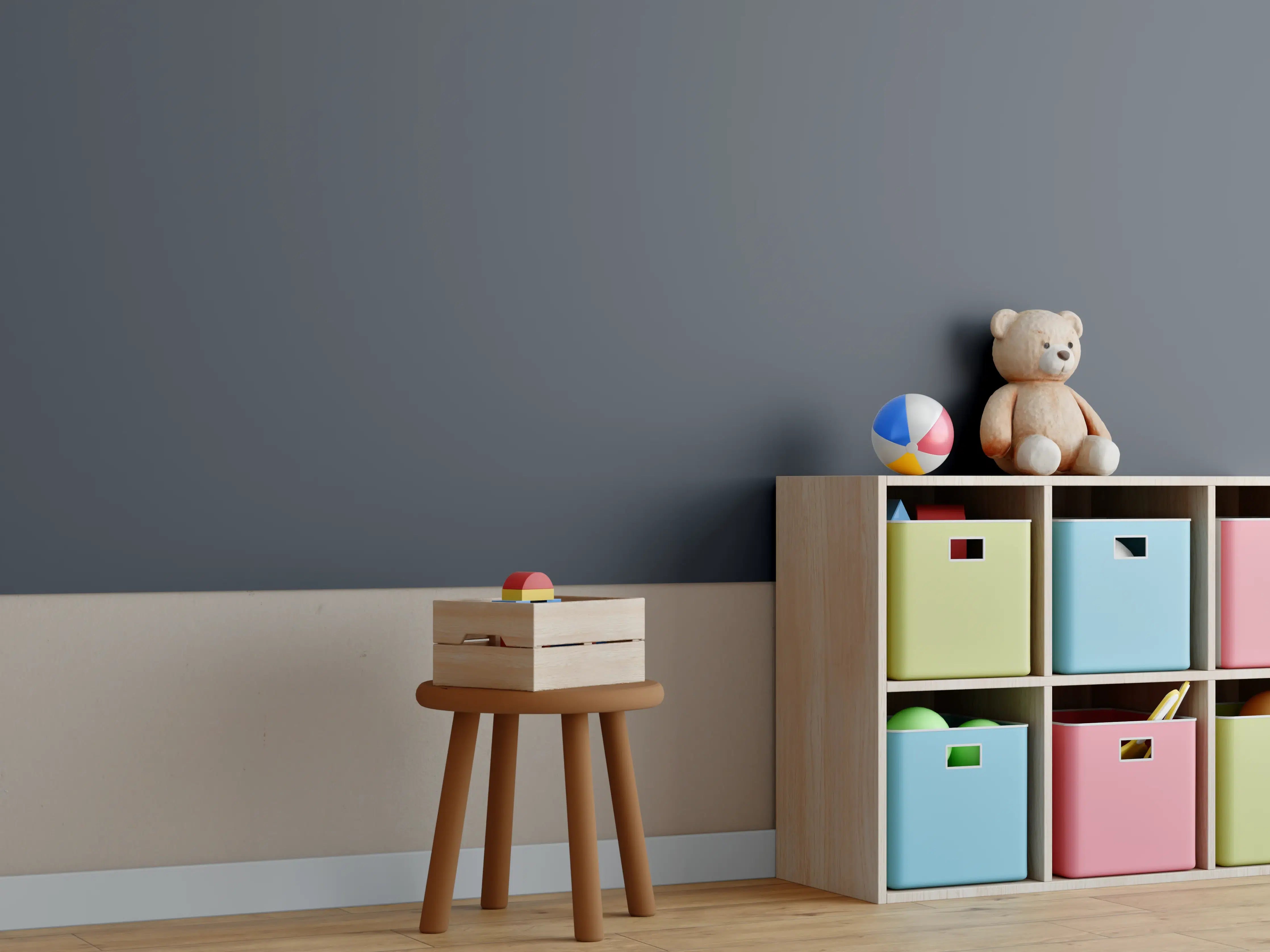 Kinderzimmer Wandgestaltung - RAL 7024 (Graphitgrau)