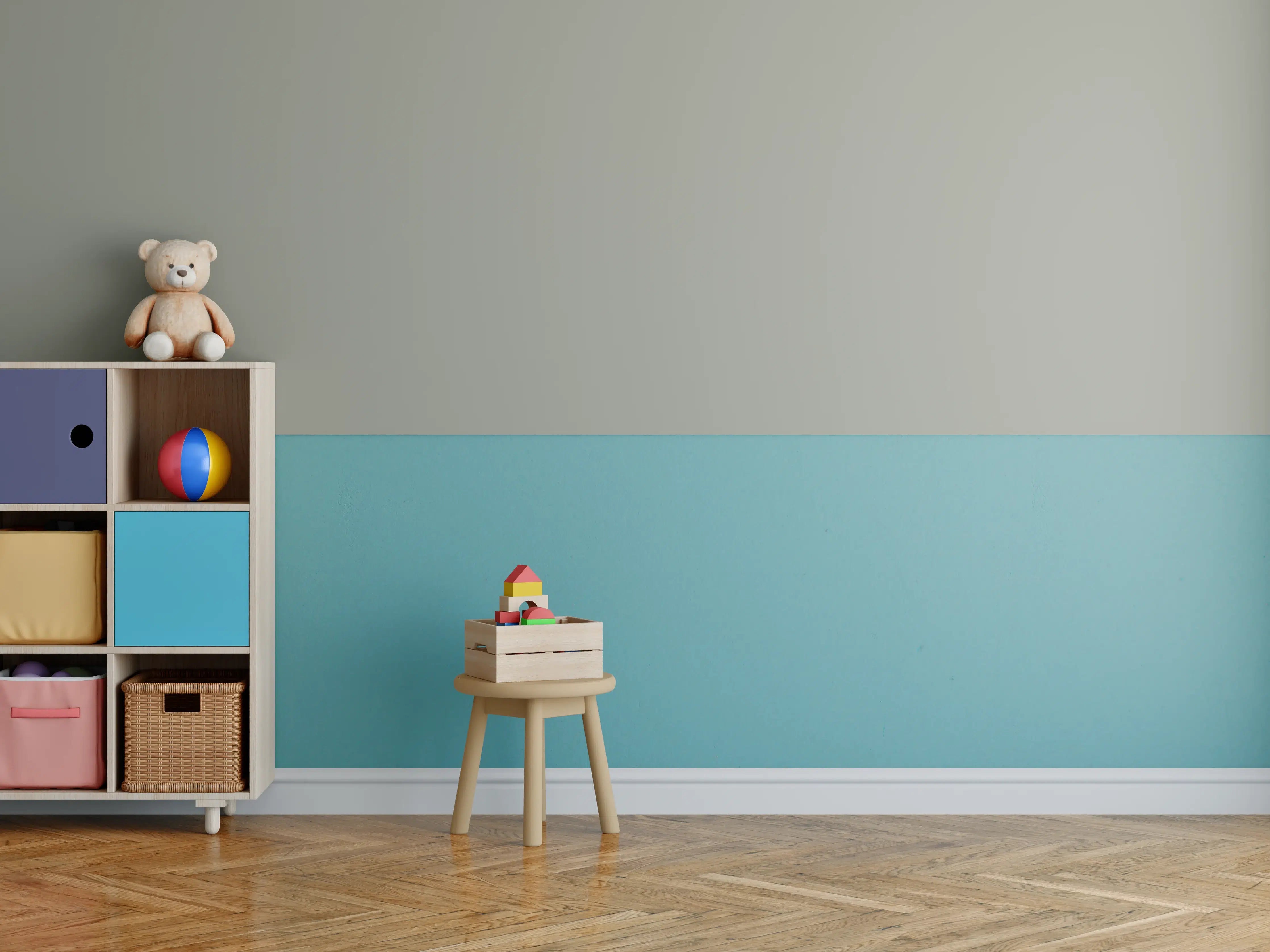 Kinderzimmer Wandgestaltung - RAL 7030 (Steingrau)