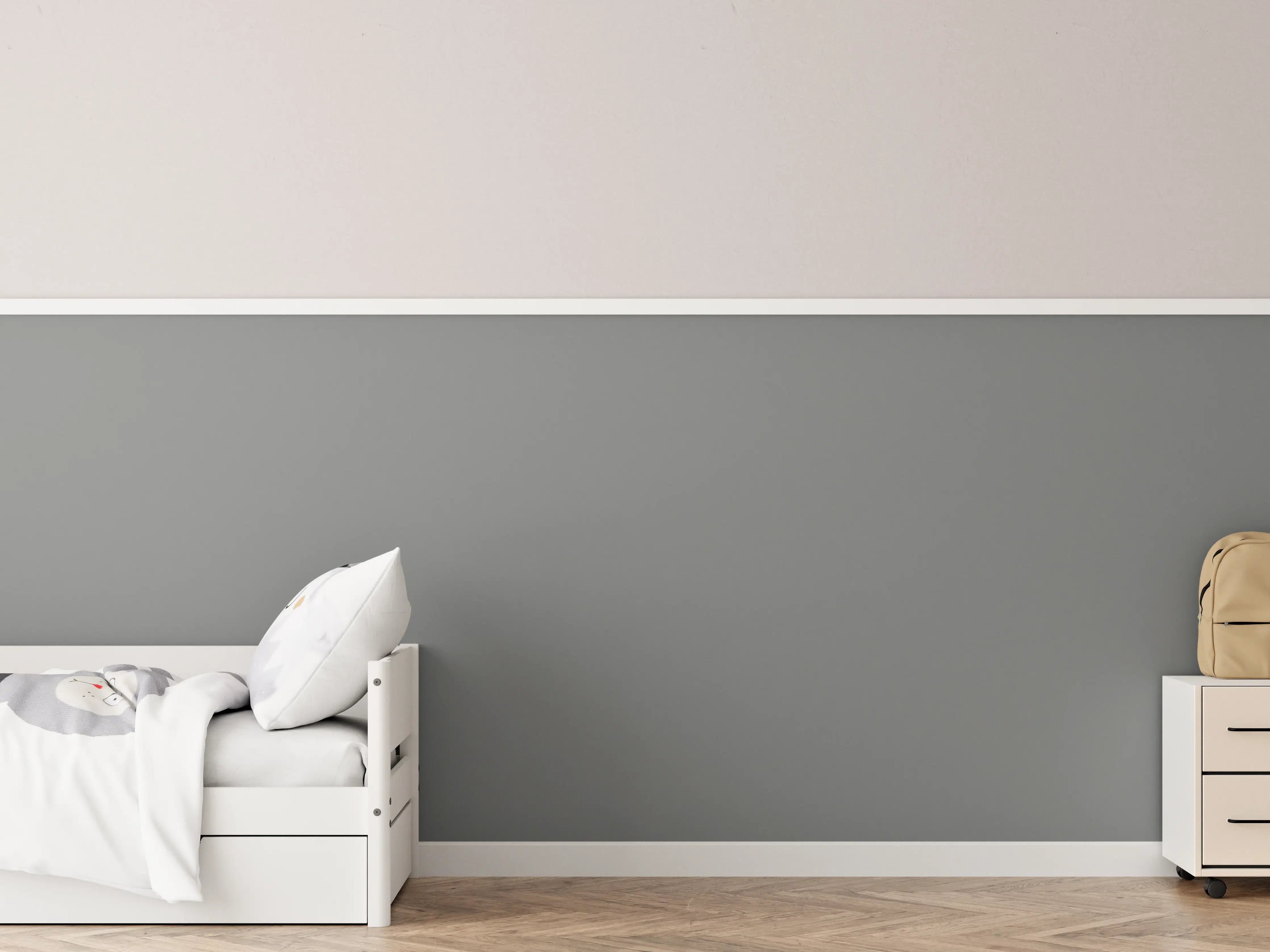 Kinderzimmer Wandgestaltung - RAL 7037 (Staubiges Grau)