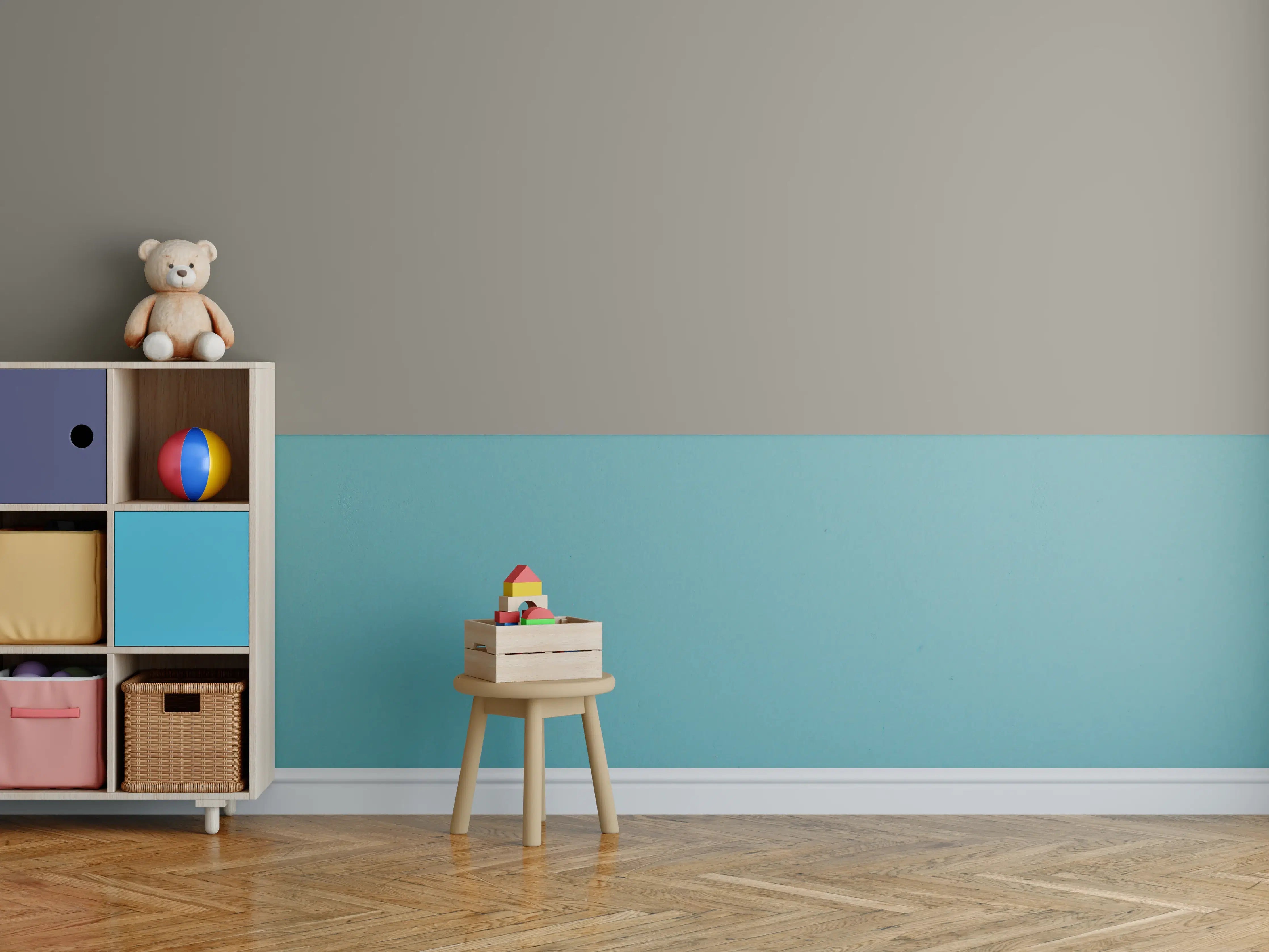 Kinderzimmer Wandgestaltung - RAL 7048 (Perlmuttgrau)