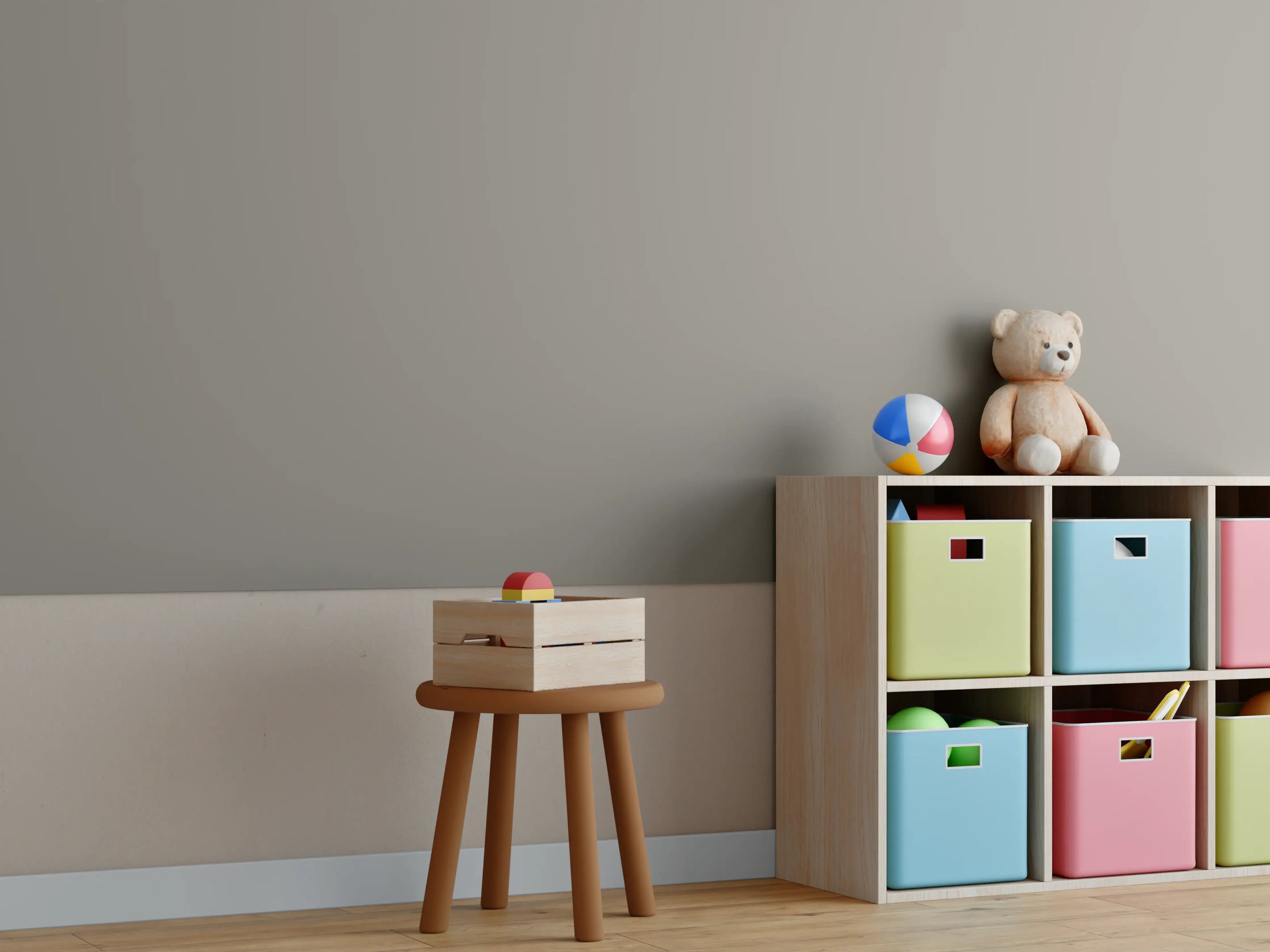 Kinderzimmer Wandgestaltung - RAL 7048 (Perlmuttgrau)