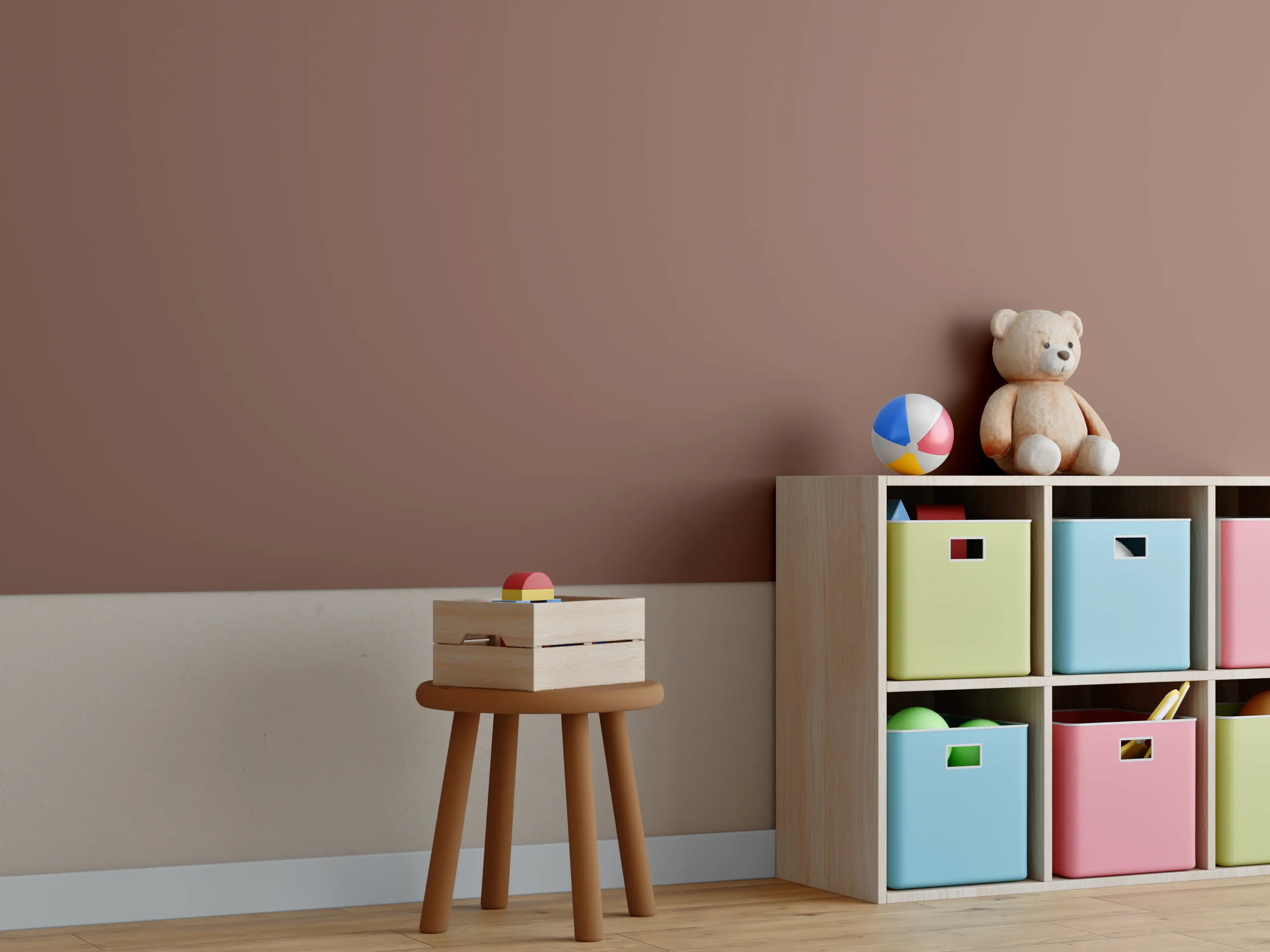 Kinderzimmer Wandgestaltung - RAL 8002 (Signalbraun)