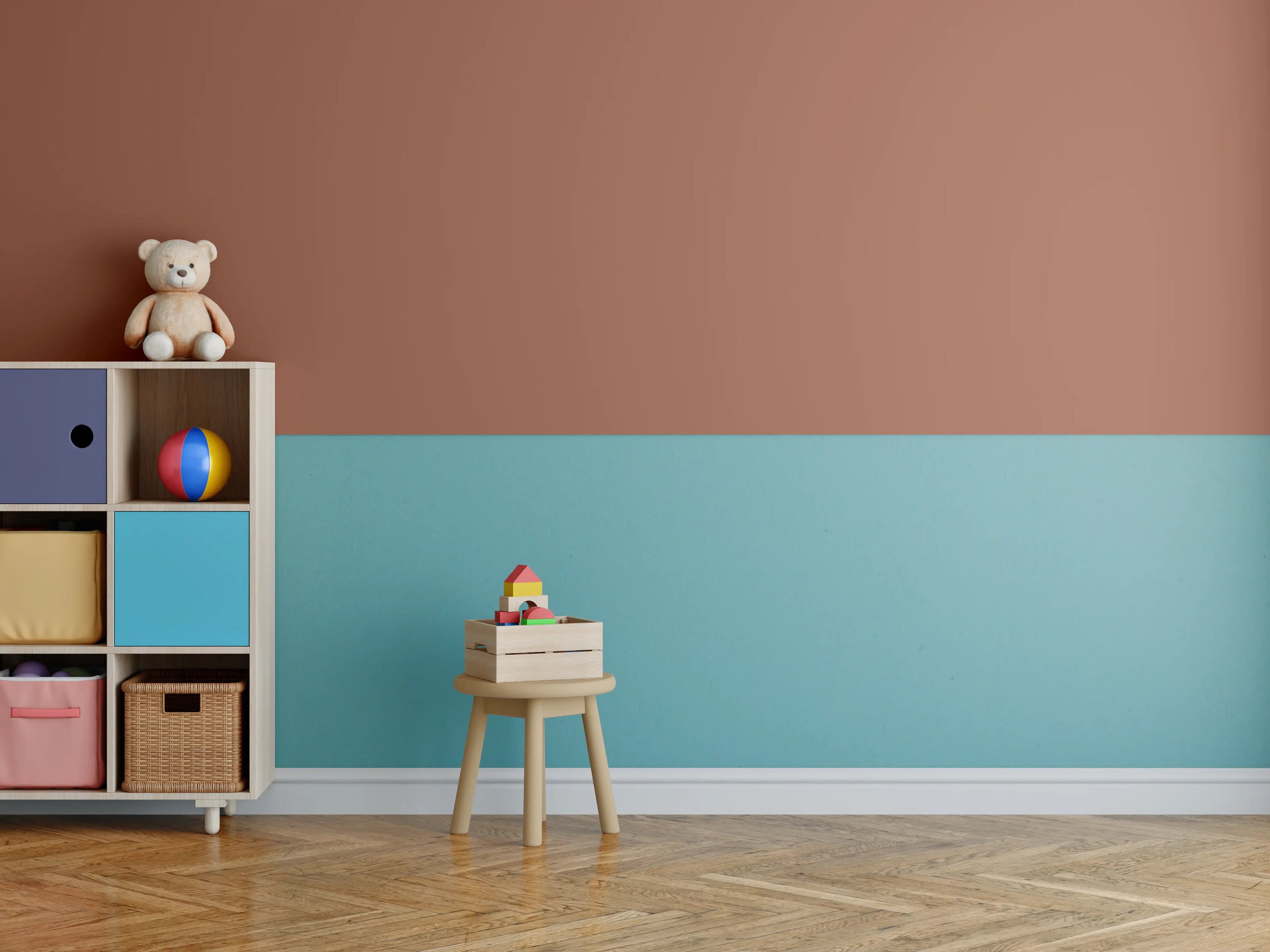 Kinderzimmer Wandgestaltung - RAL 8004 (Kupferbraun)