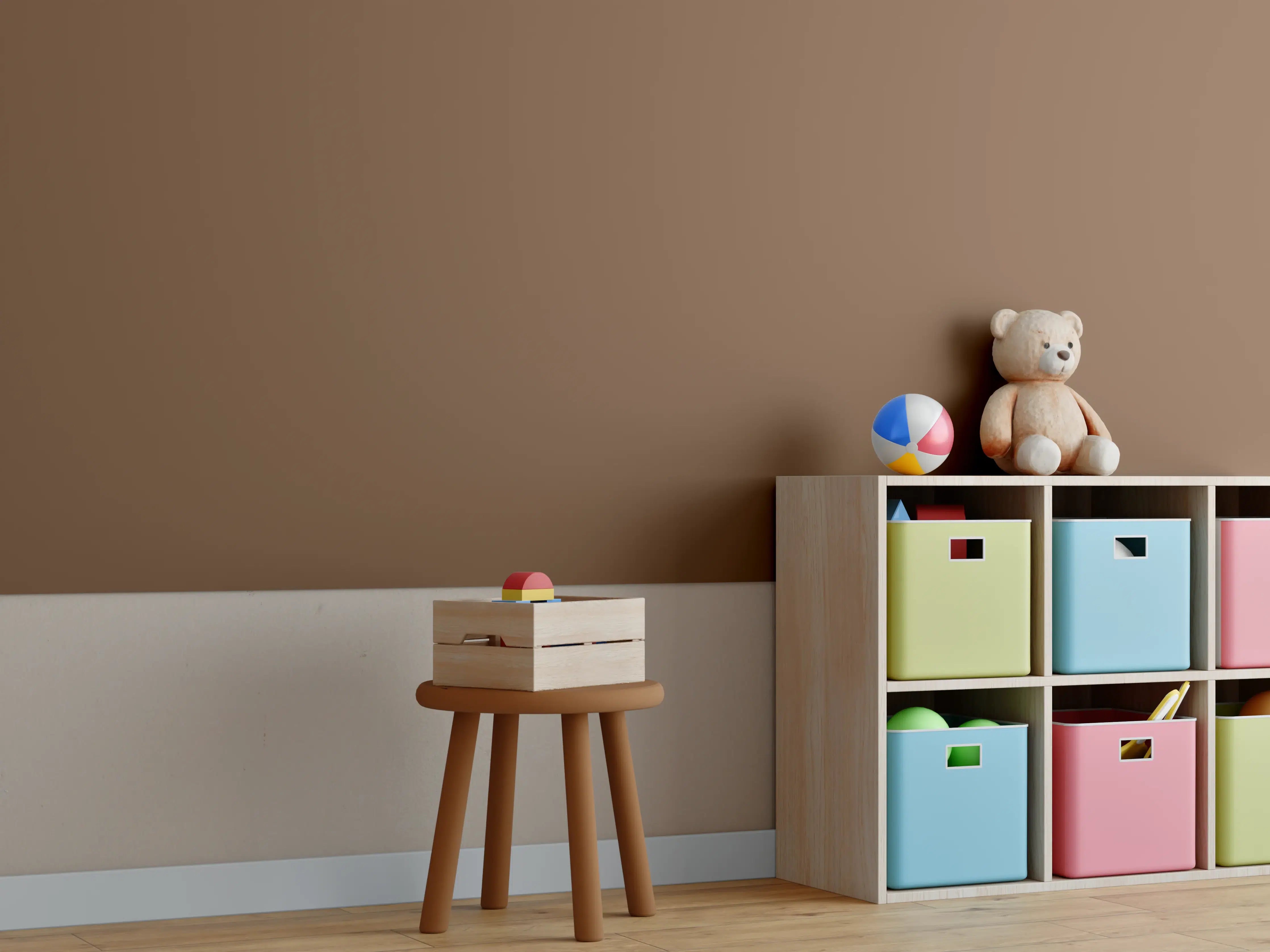 Kinderzimmer Wandgestaltung - RAL 8007 (Rehbraun)