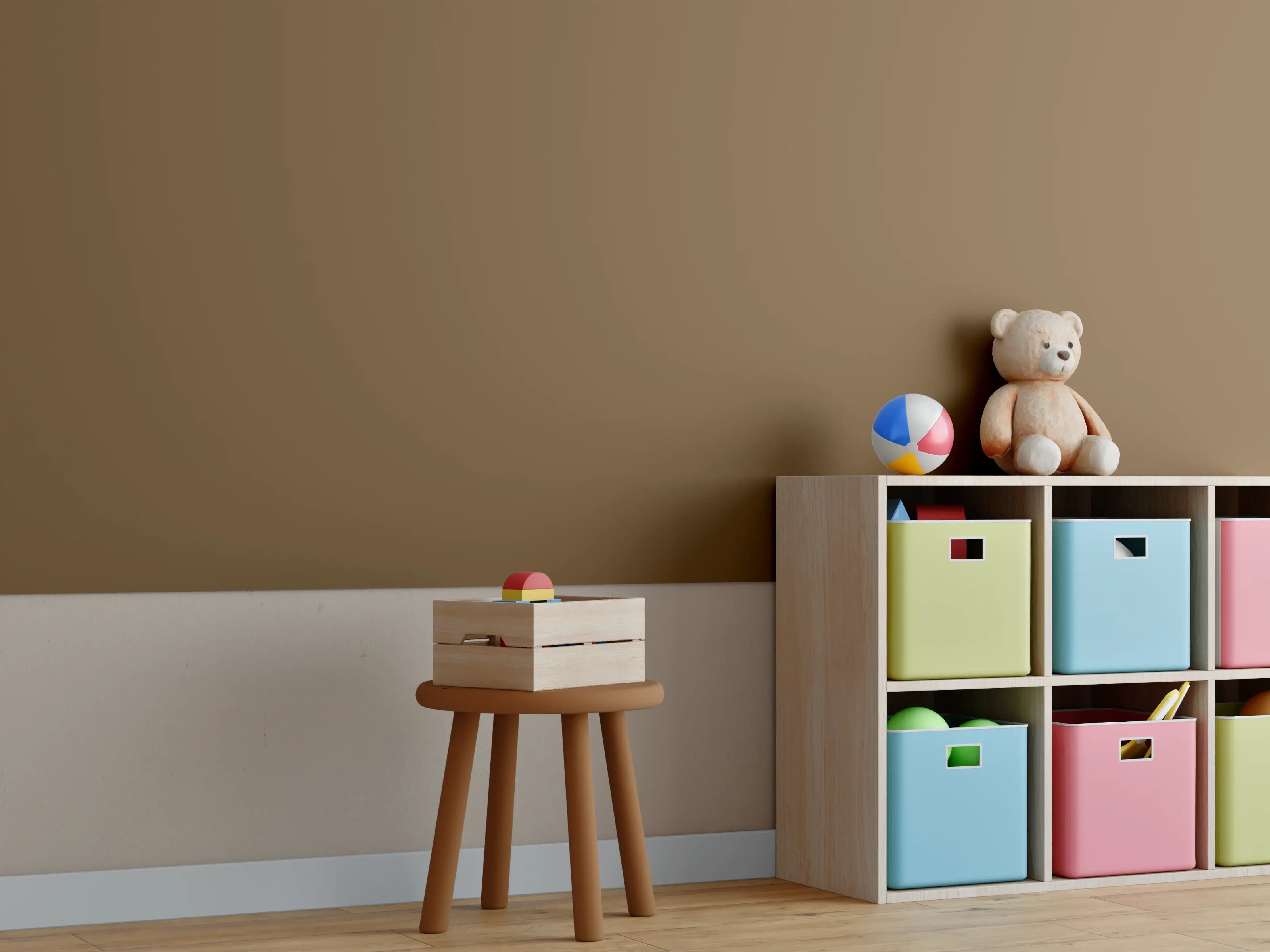 Kinderzimmer Wandgestaltung - RAL 8008 (Olivbraun)