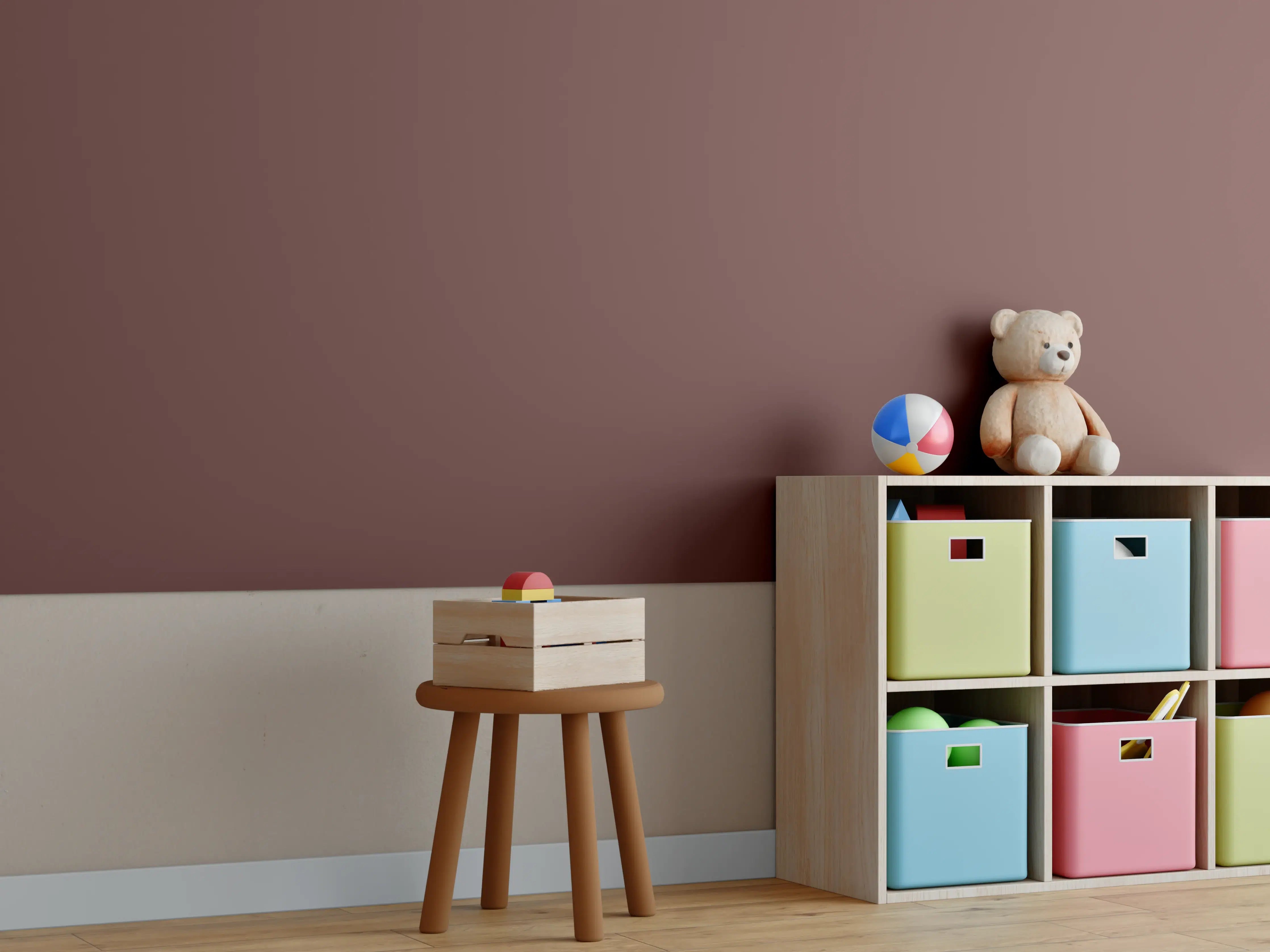 Kinderzimmer Wandgestaltung - RAL 8015 (Kastanienbraun)
