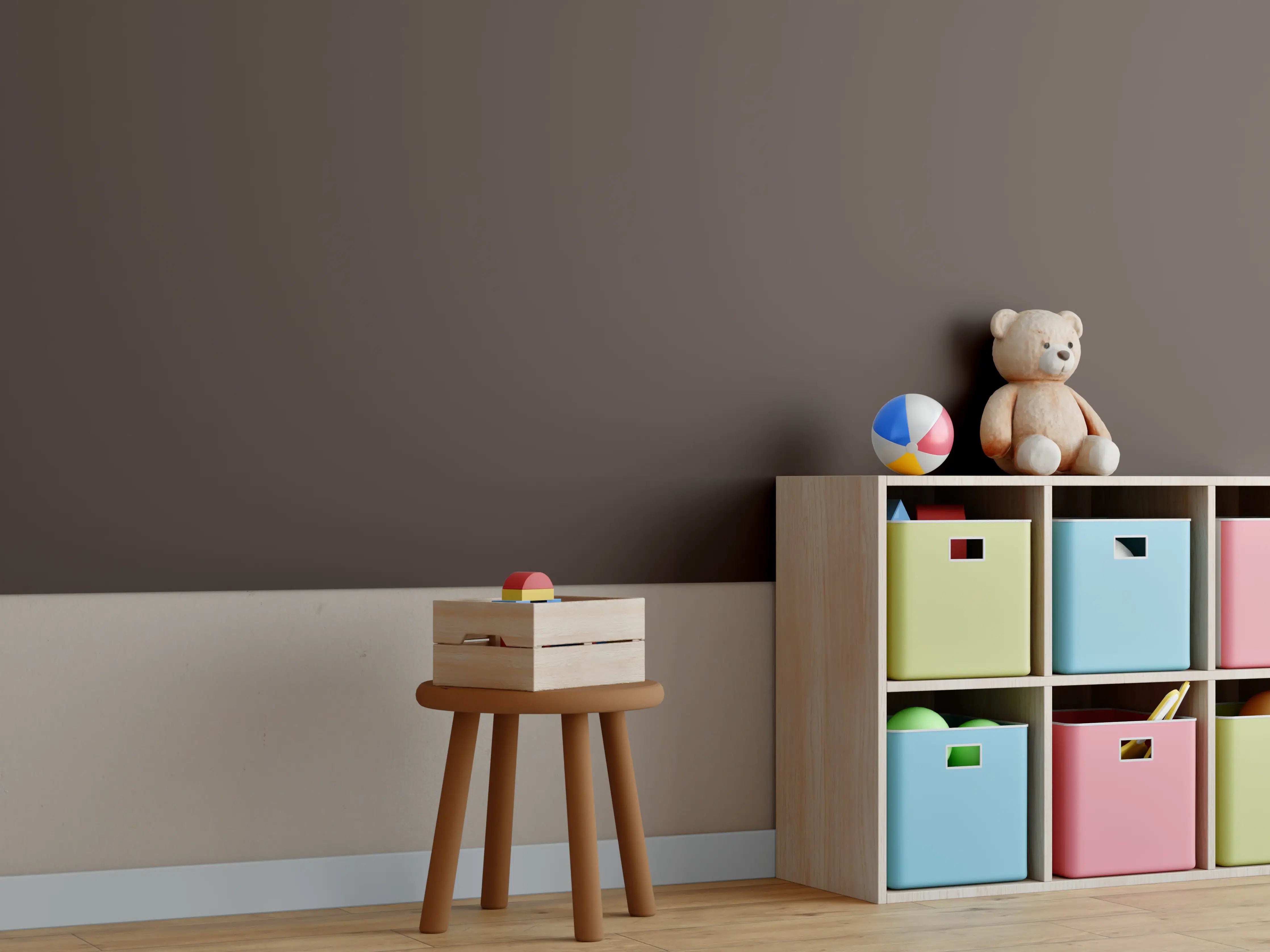 Kinderzimmer Wandgestaltung - RAL 8017 (Schokoladenbraun)