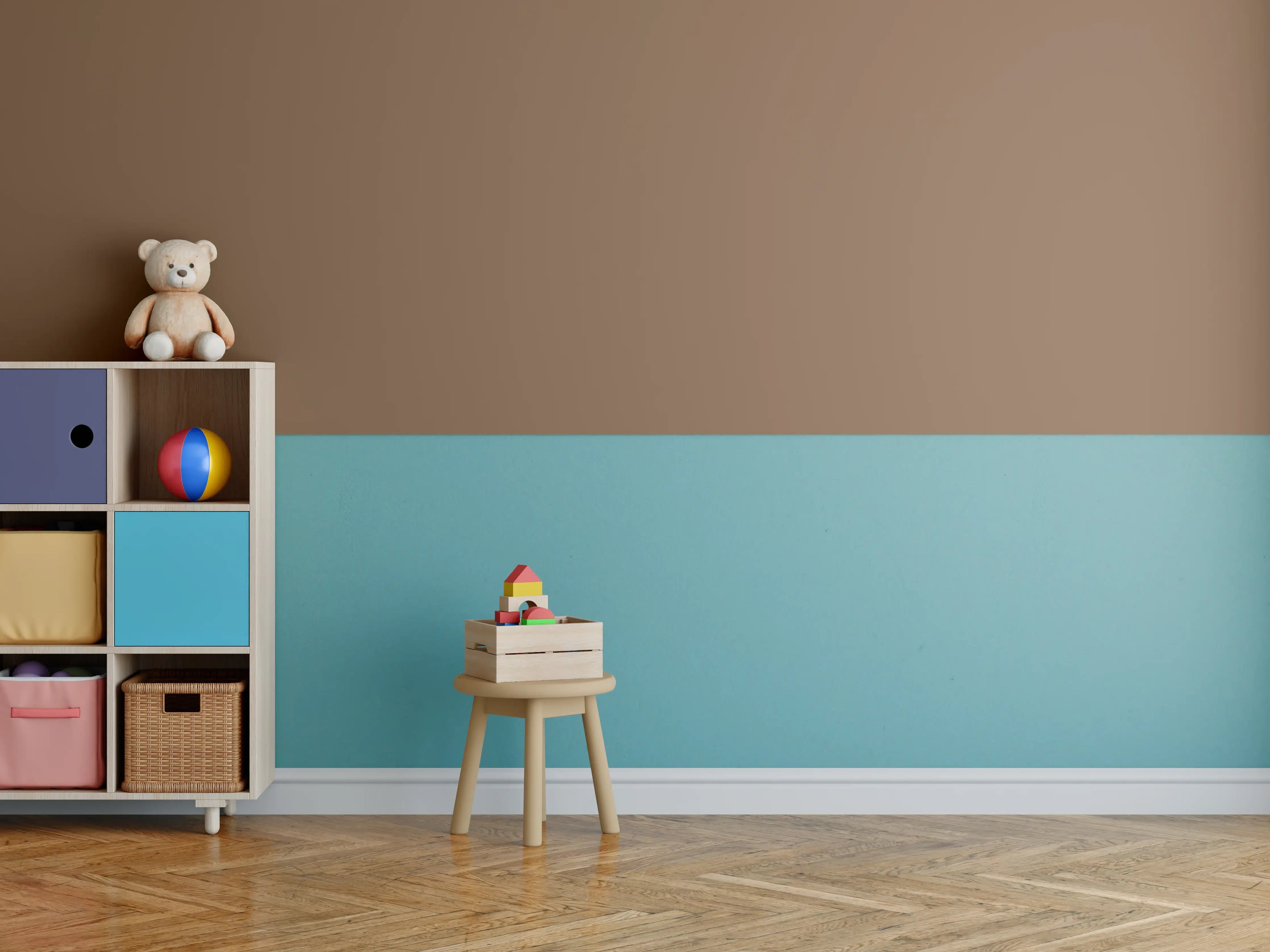 Kinderzimmer Wandgestaltung - RAL 8024 (Beigebraun)