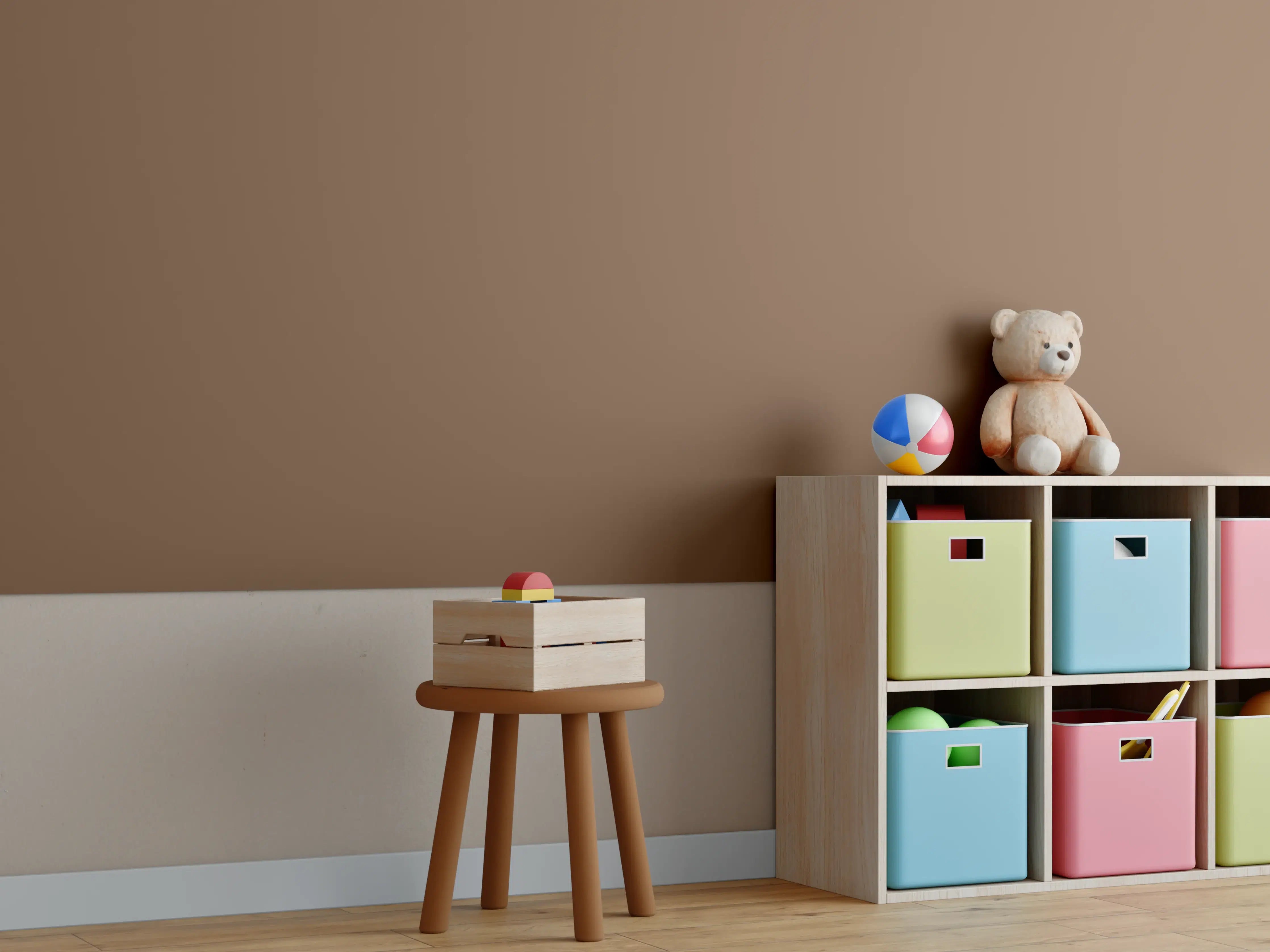 Kinderzimmer Wandgestaltung - RAL 8024 (Beigebraun)