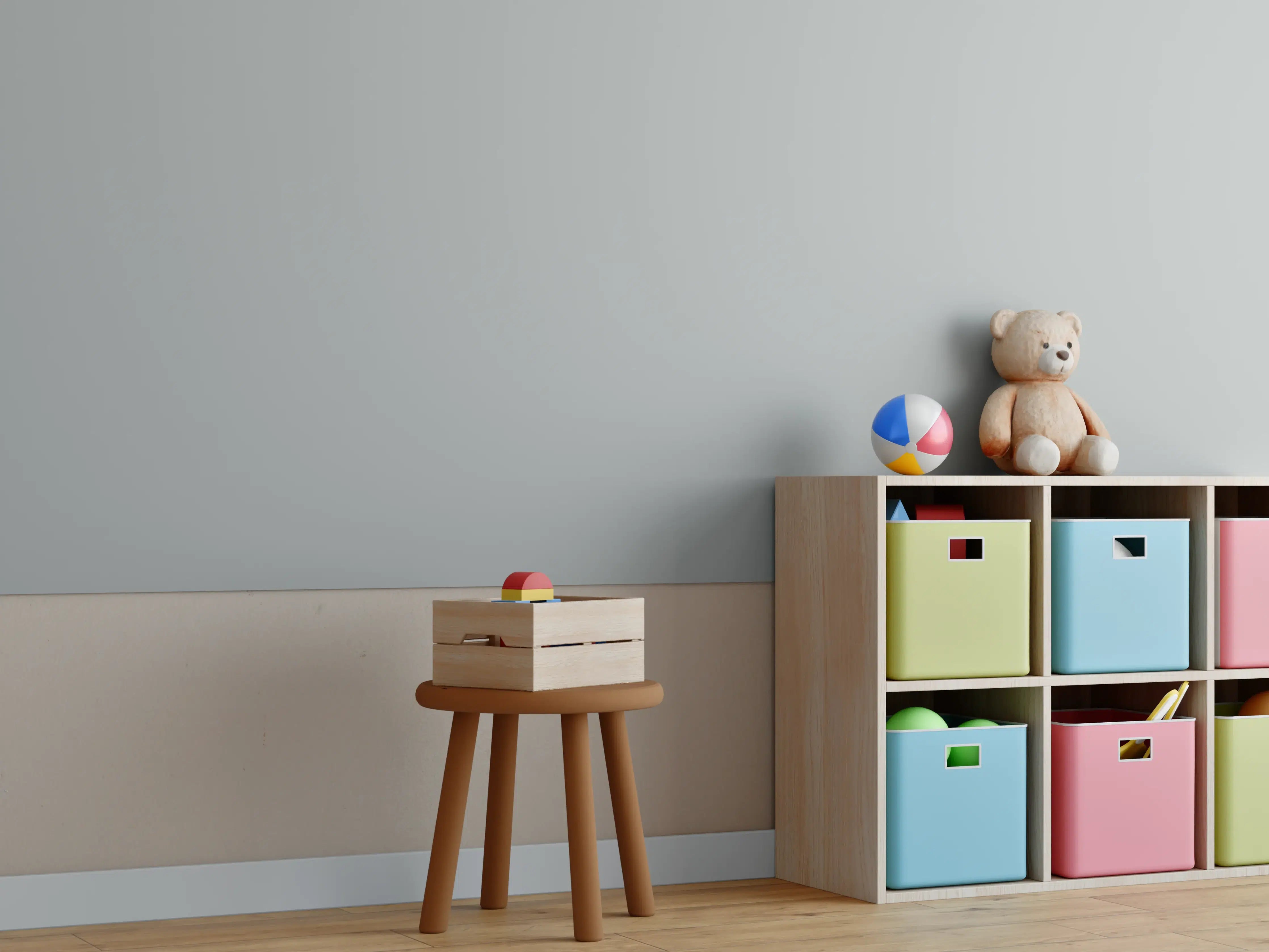 Kinderzimmer Wandgestaltung - RAL 9006 (Weißaluminium)