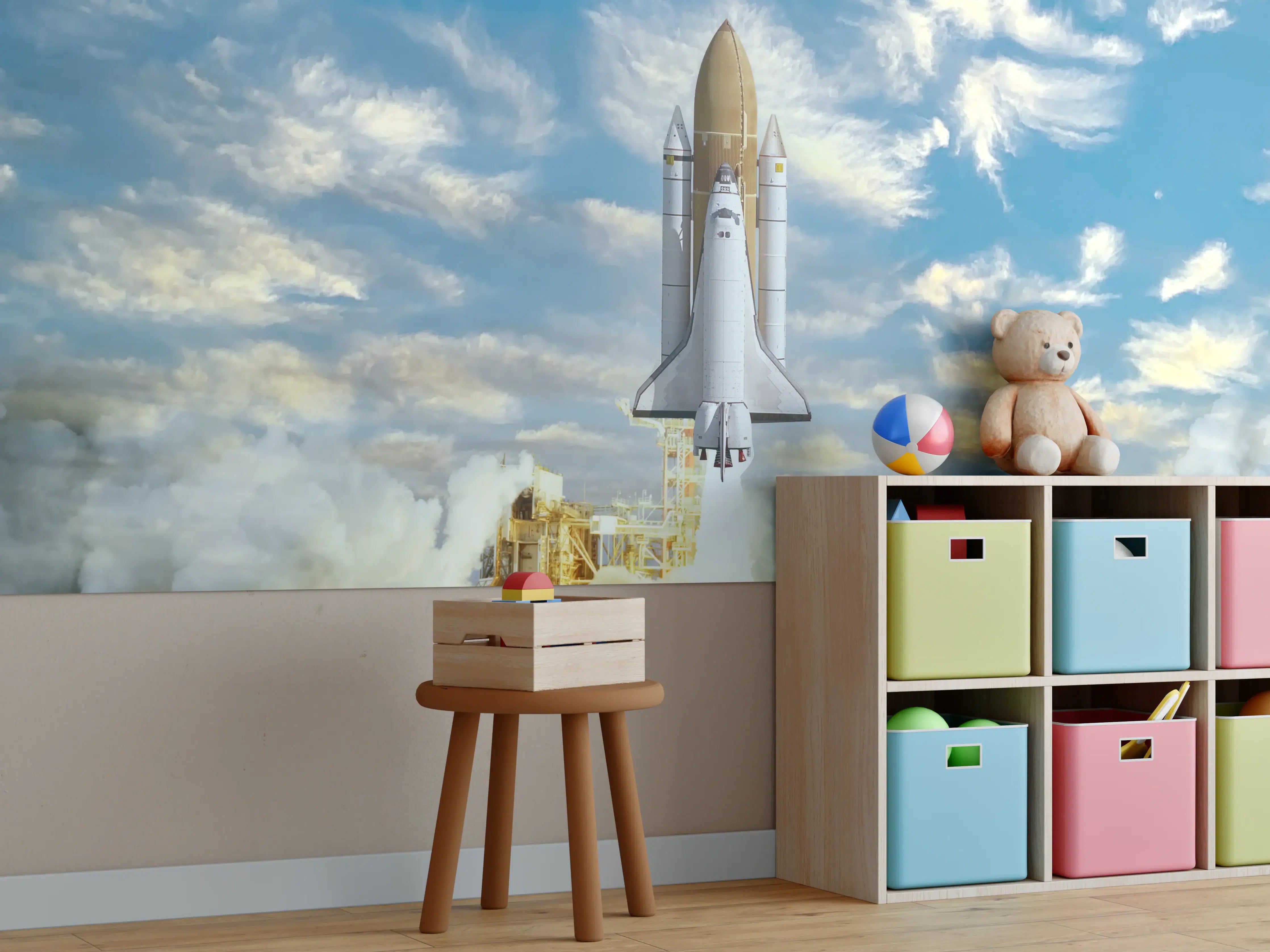 Kinderzimmer Wandgestaltung - Rakete startet ins All