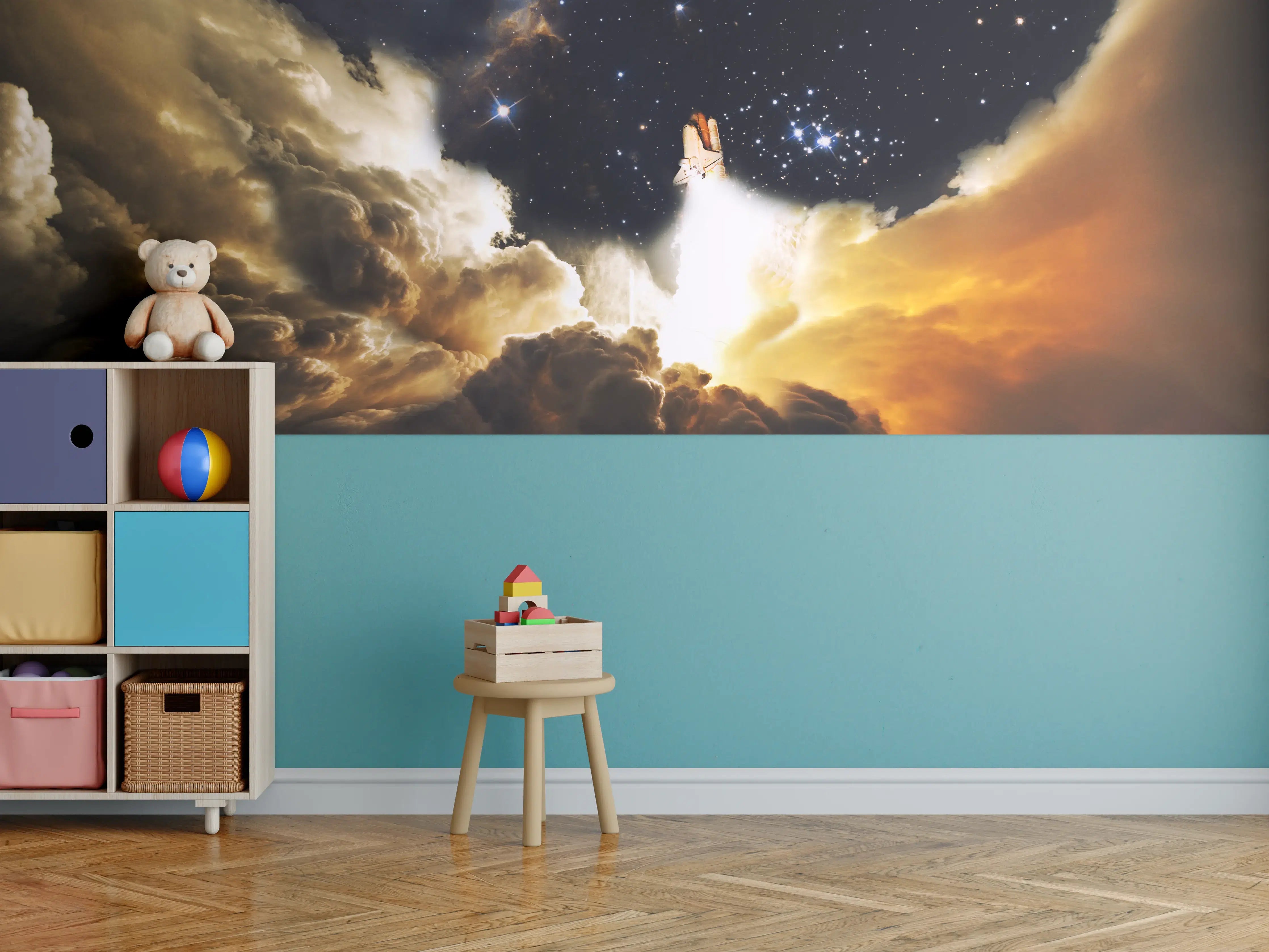 Kinderzimmer Wandgestaltung - Raketenstart ins Weltall