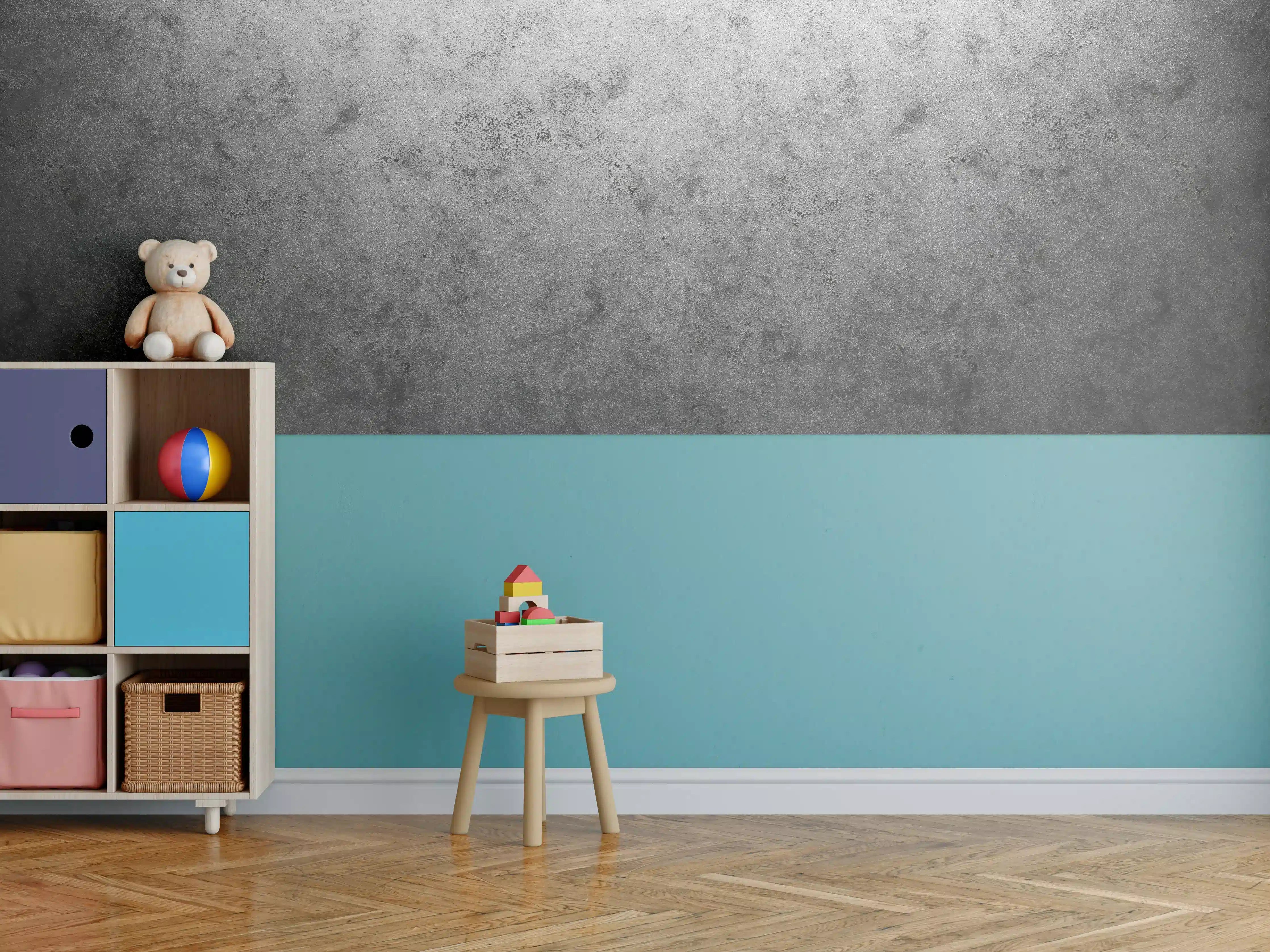 Kinderzimmer Wandgestaltung - Raue metallische Oberfläche