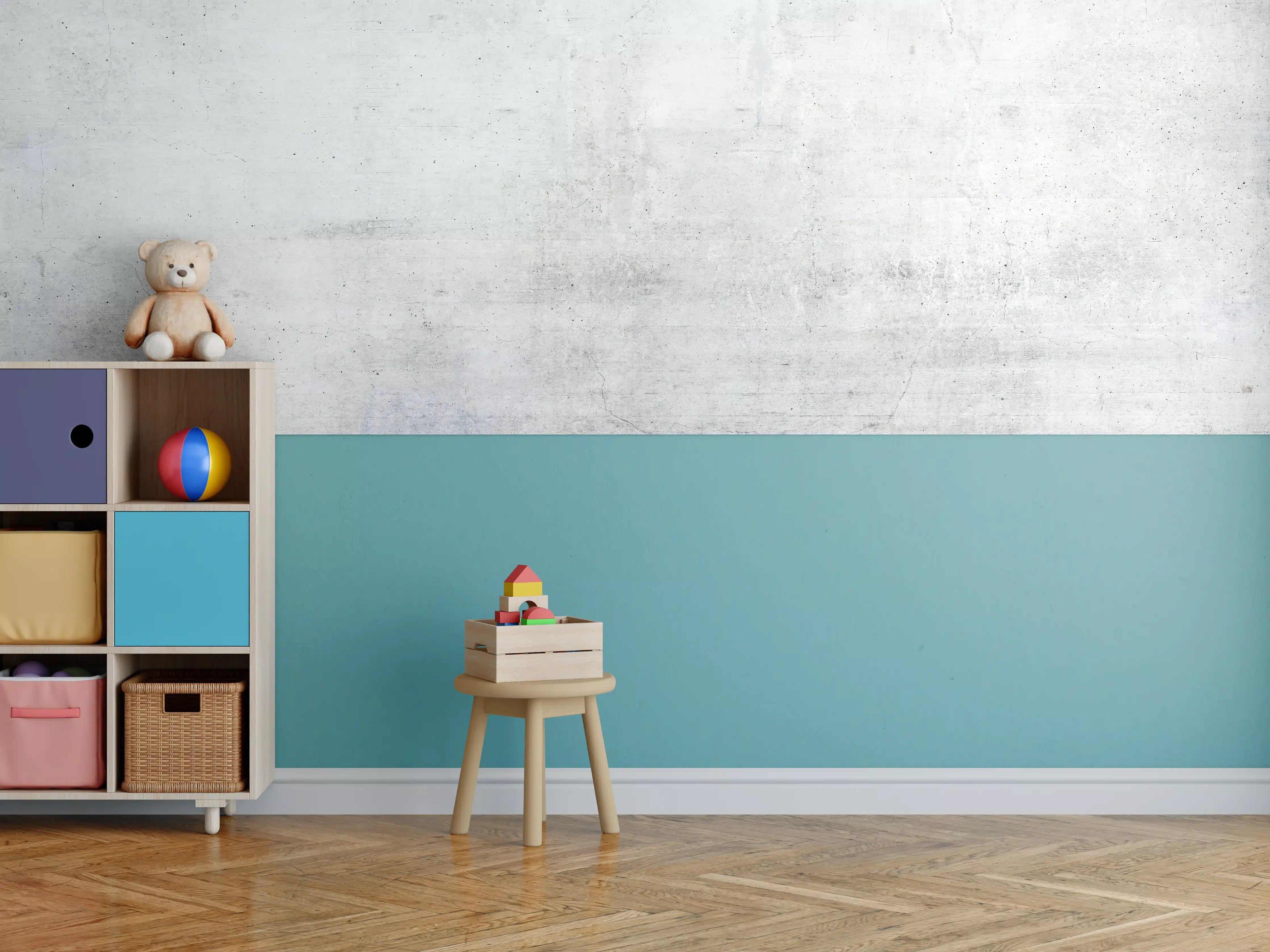 Kinderzimmer Wandgestaltung - Rauer weißer Beton