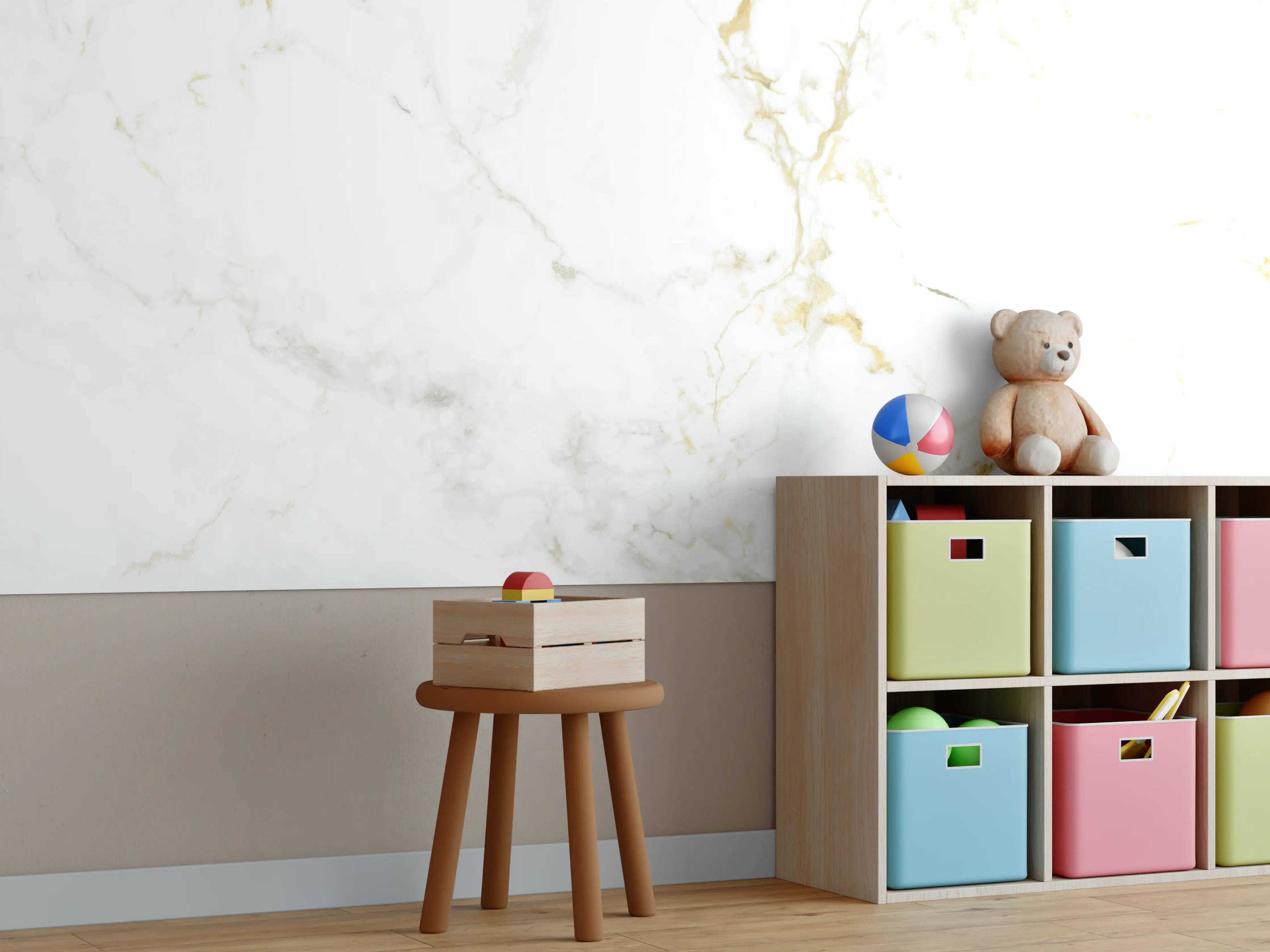 Kinderzimmer Wandgestaltung - Realistische Goldmarmor Textur