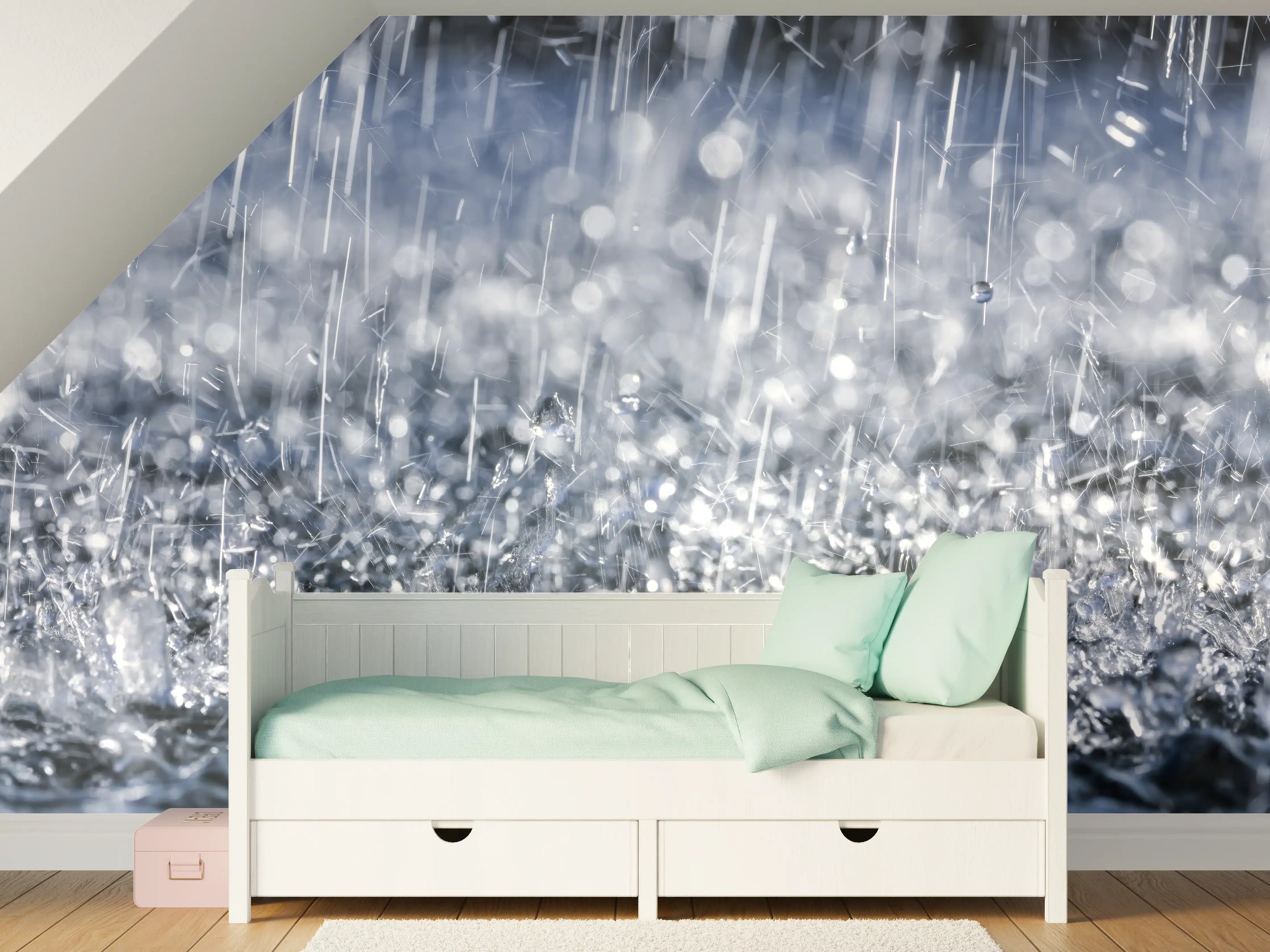 Kinderzimmer Wandgestaltung - Regentropfen im Detail