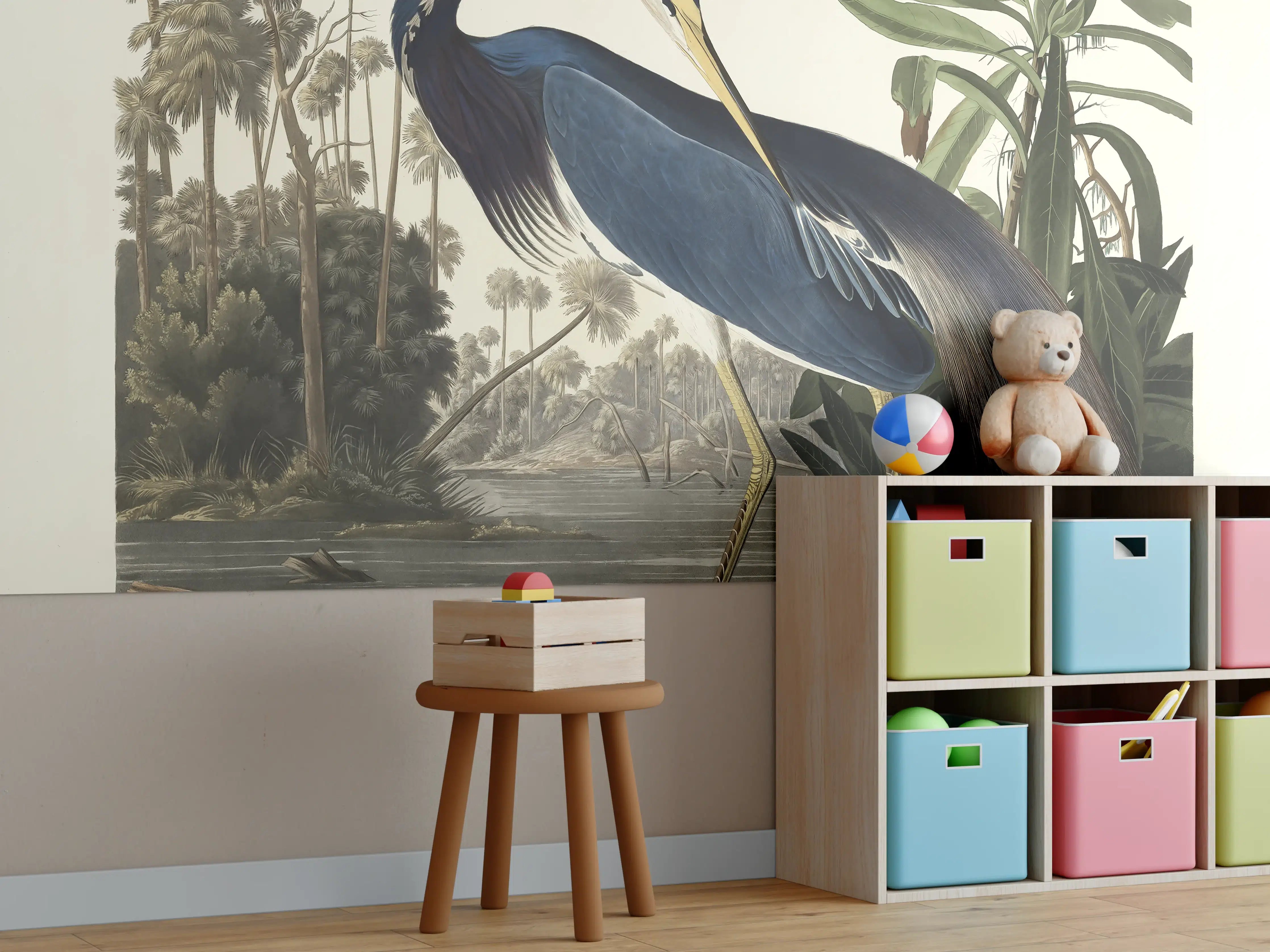 Kinderzimmer Wandgestaltung - Reiher Portrait - John James Audubon