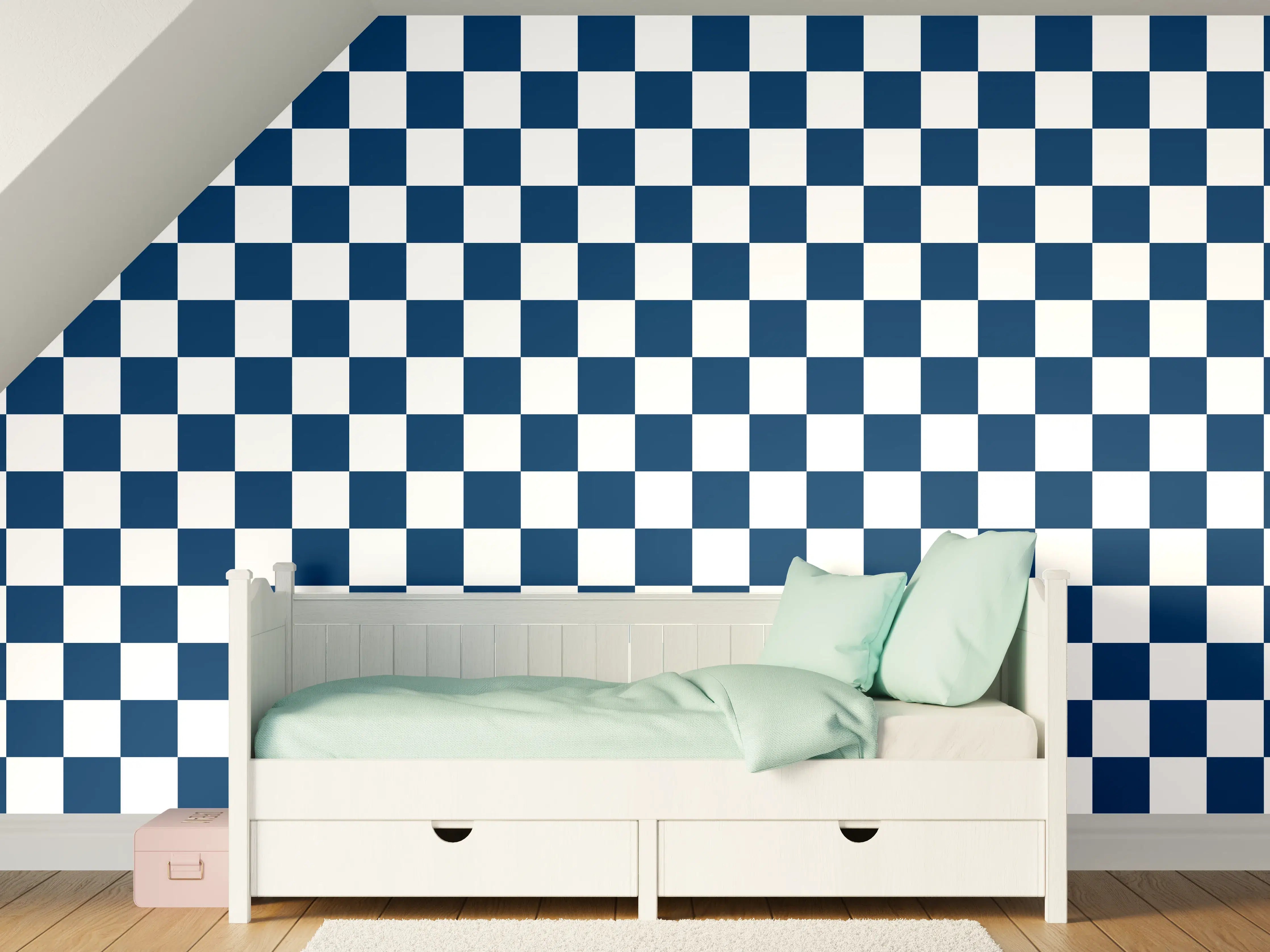 Kinderzimmer Wandgestaltung - Retro Blau Nacht-Design