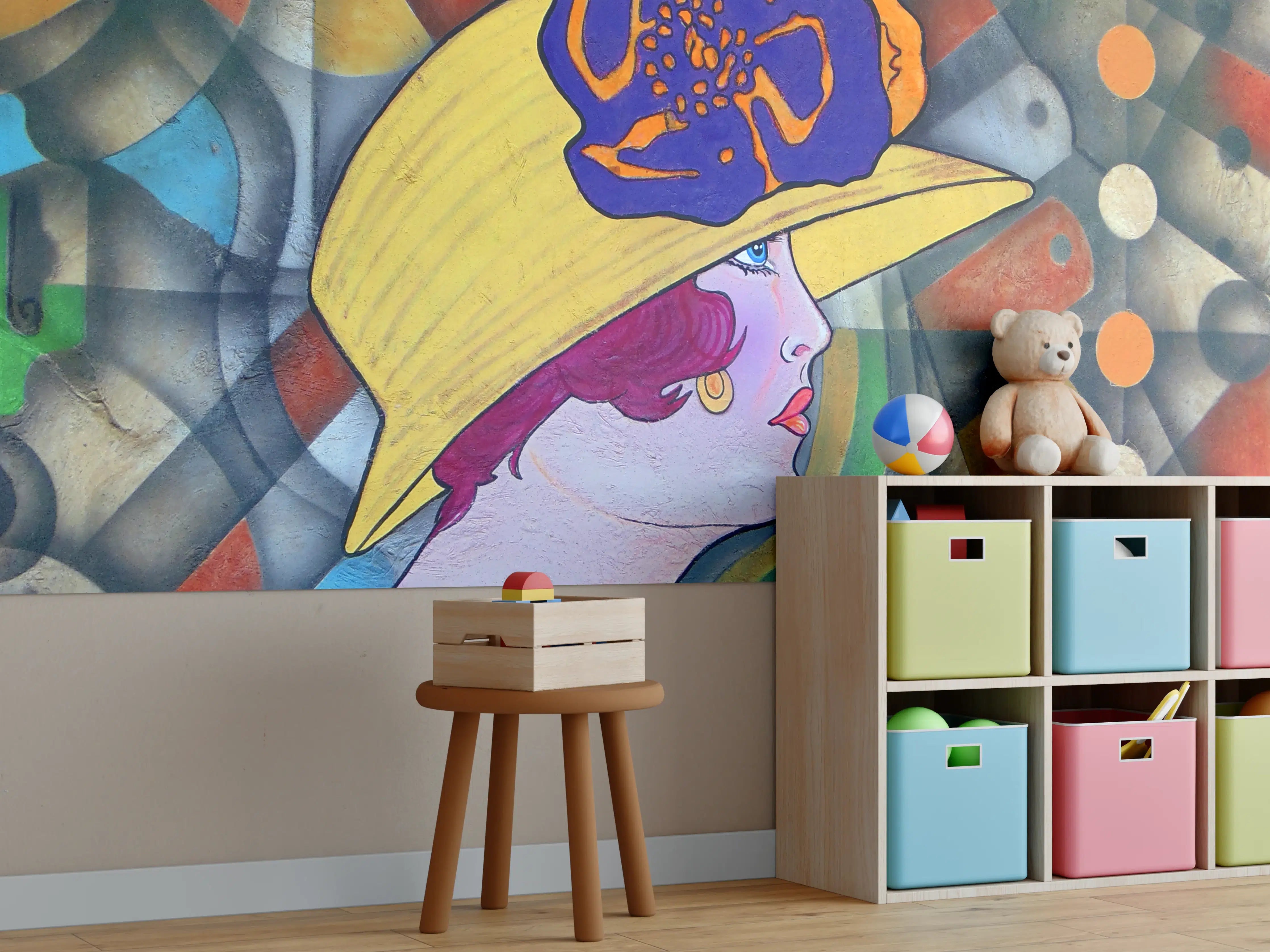 Kinderzimmer Wandgestaltung - Retro Fashion Kunst Abstrakt