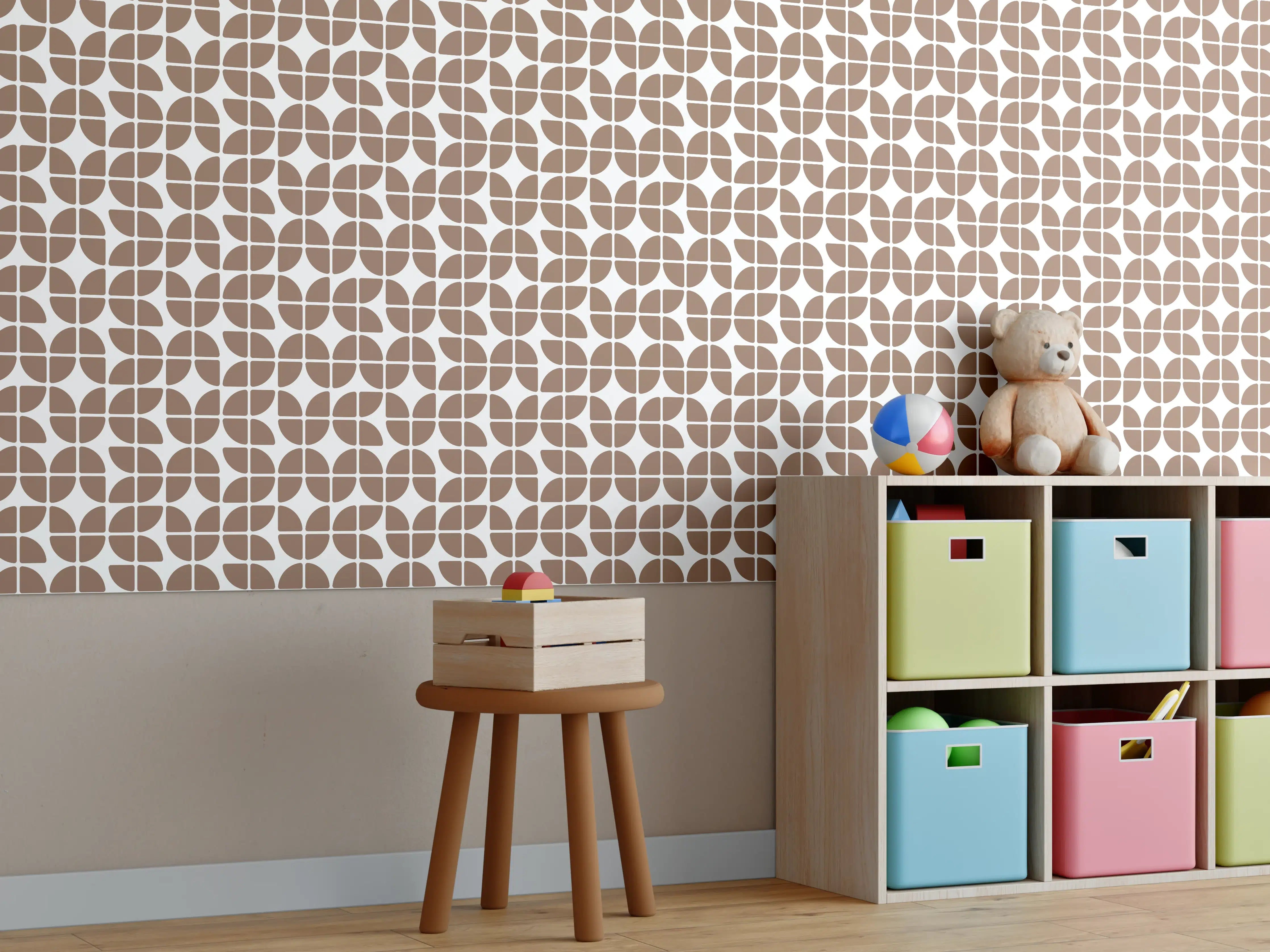 Kinderzimmer Wandgestaltung - Retro Grazia Sigaro in Sepia- und Grautönen