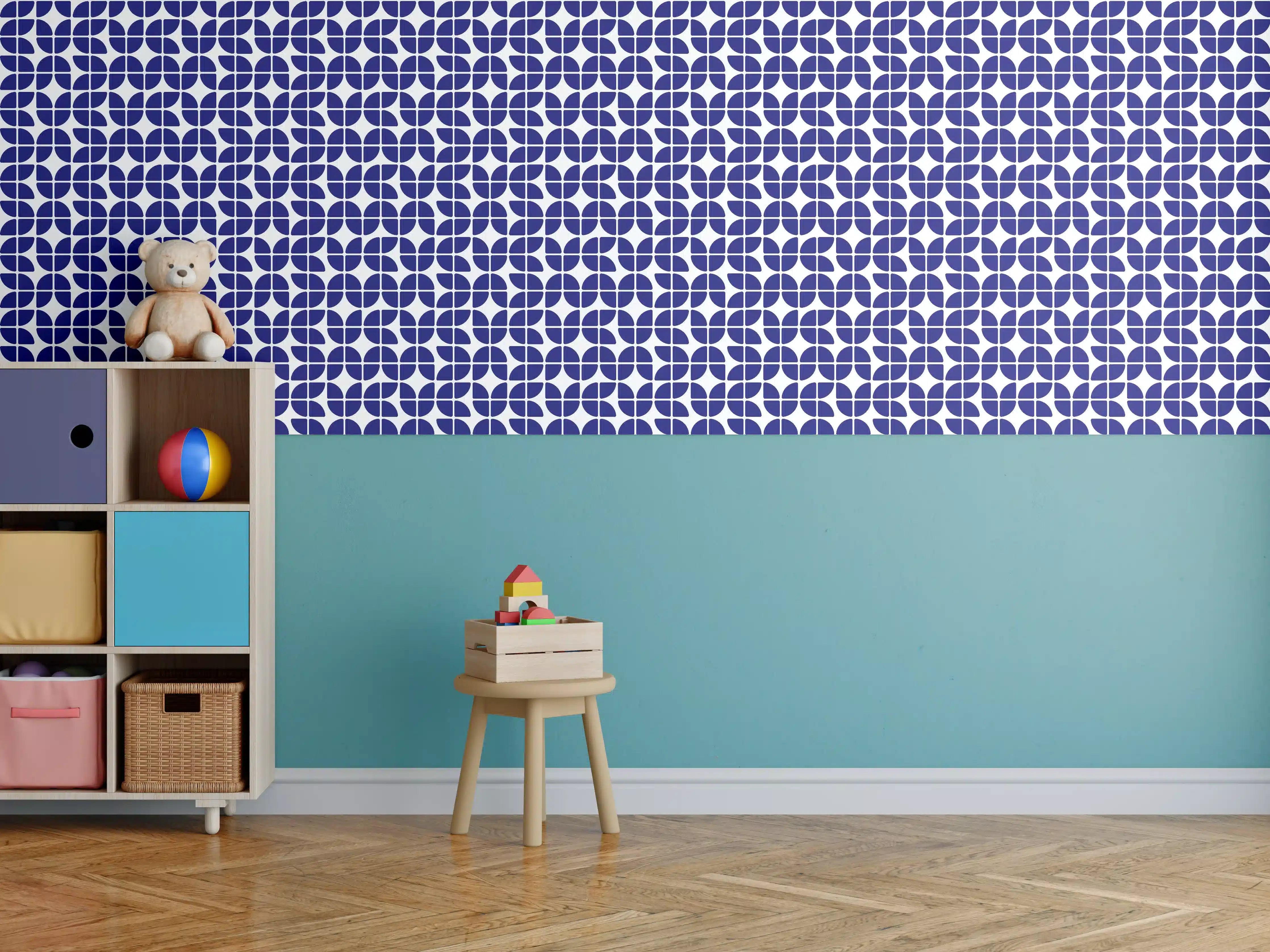 Kinderzimmer Wandgestaltung - Retro-Grazia-Zaffiro-Muster